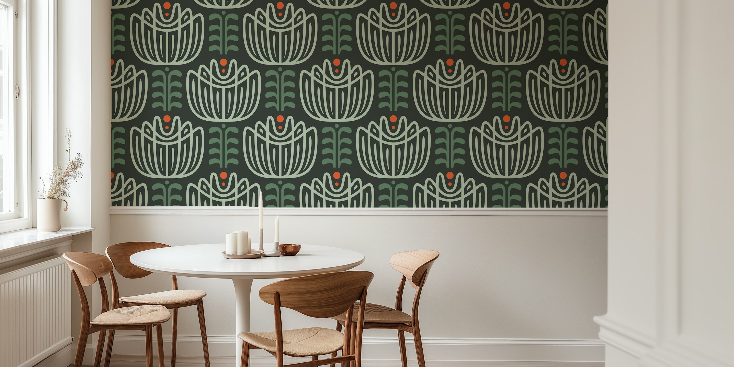 Tapeta inspirowana tulipanami w stylowym pokoju