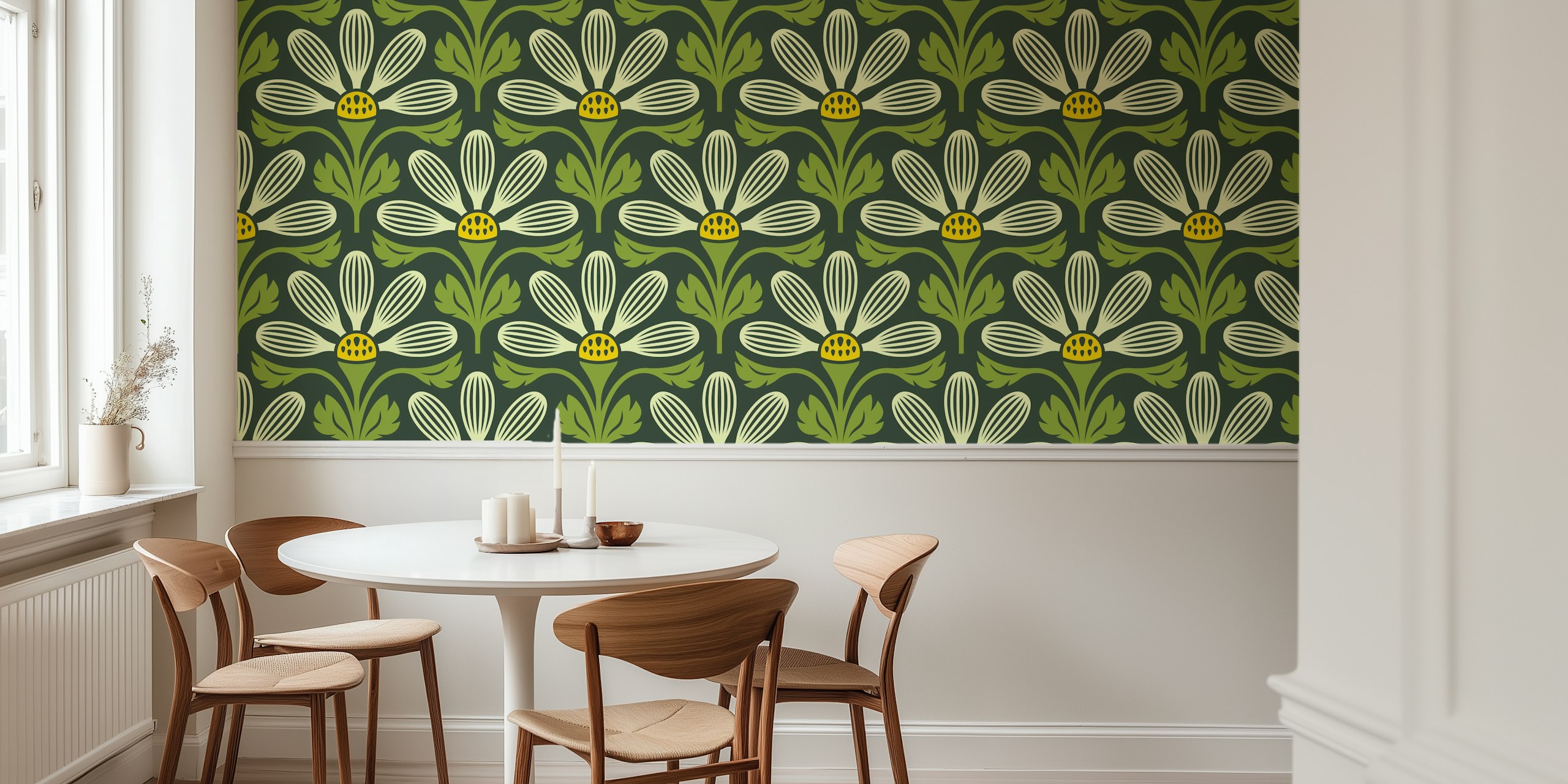 Classic Petal Elegance in Green design tapety