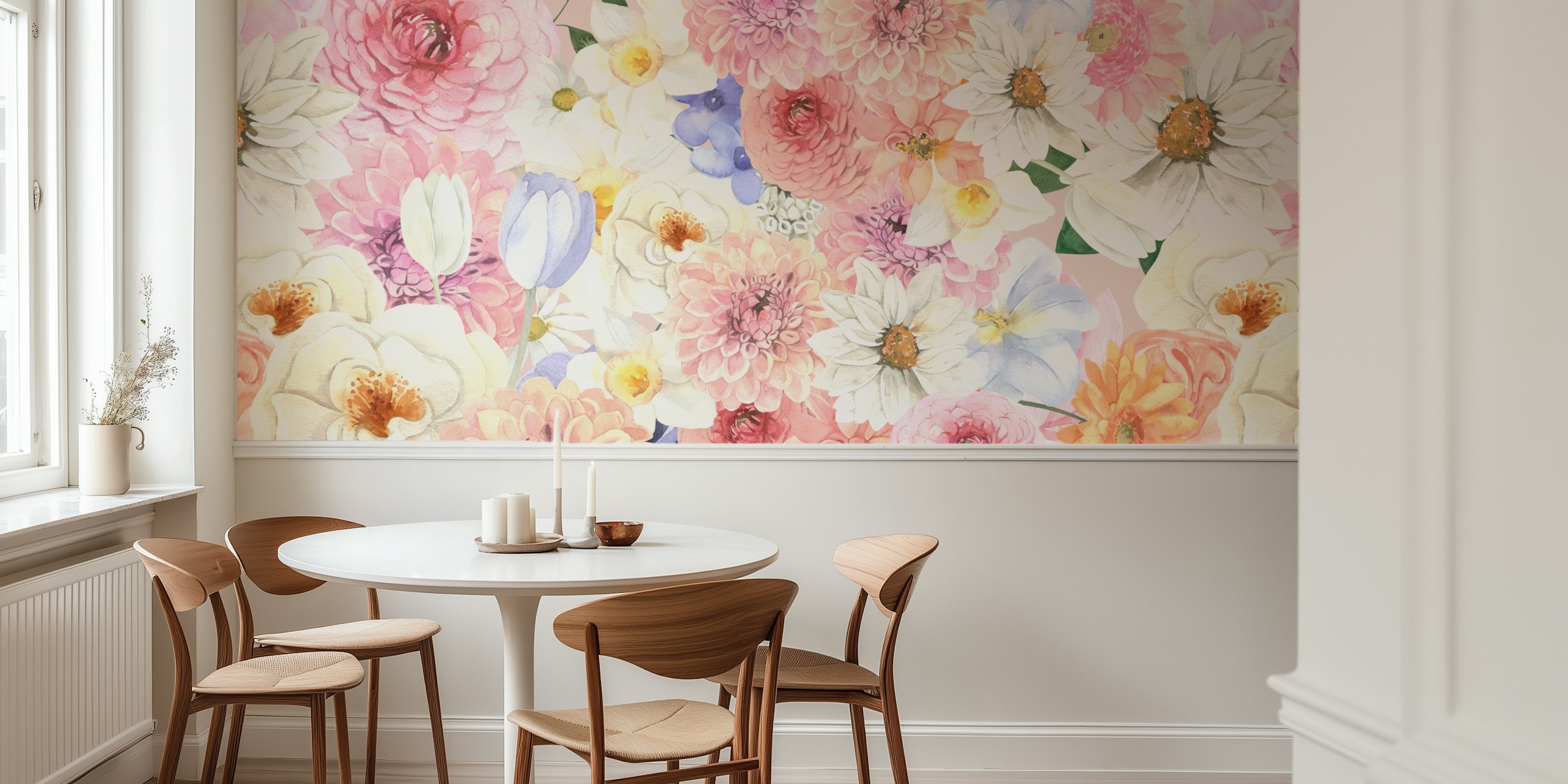 Soft Floral Dream Pattern tapet i ett rum