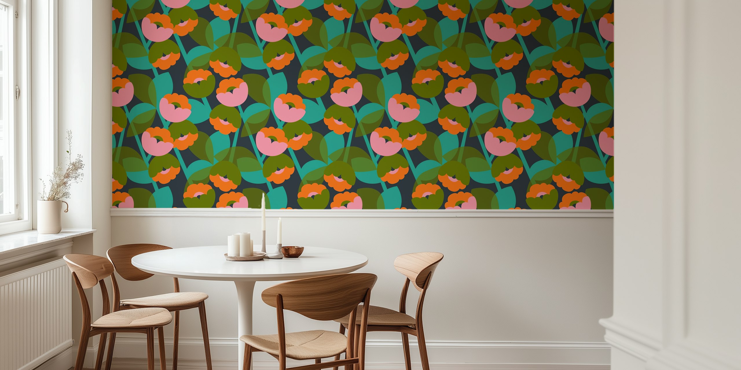 Etta Floral Navy tapet i et rom