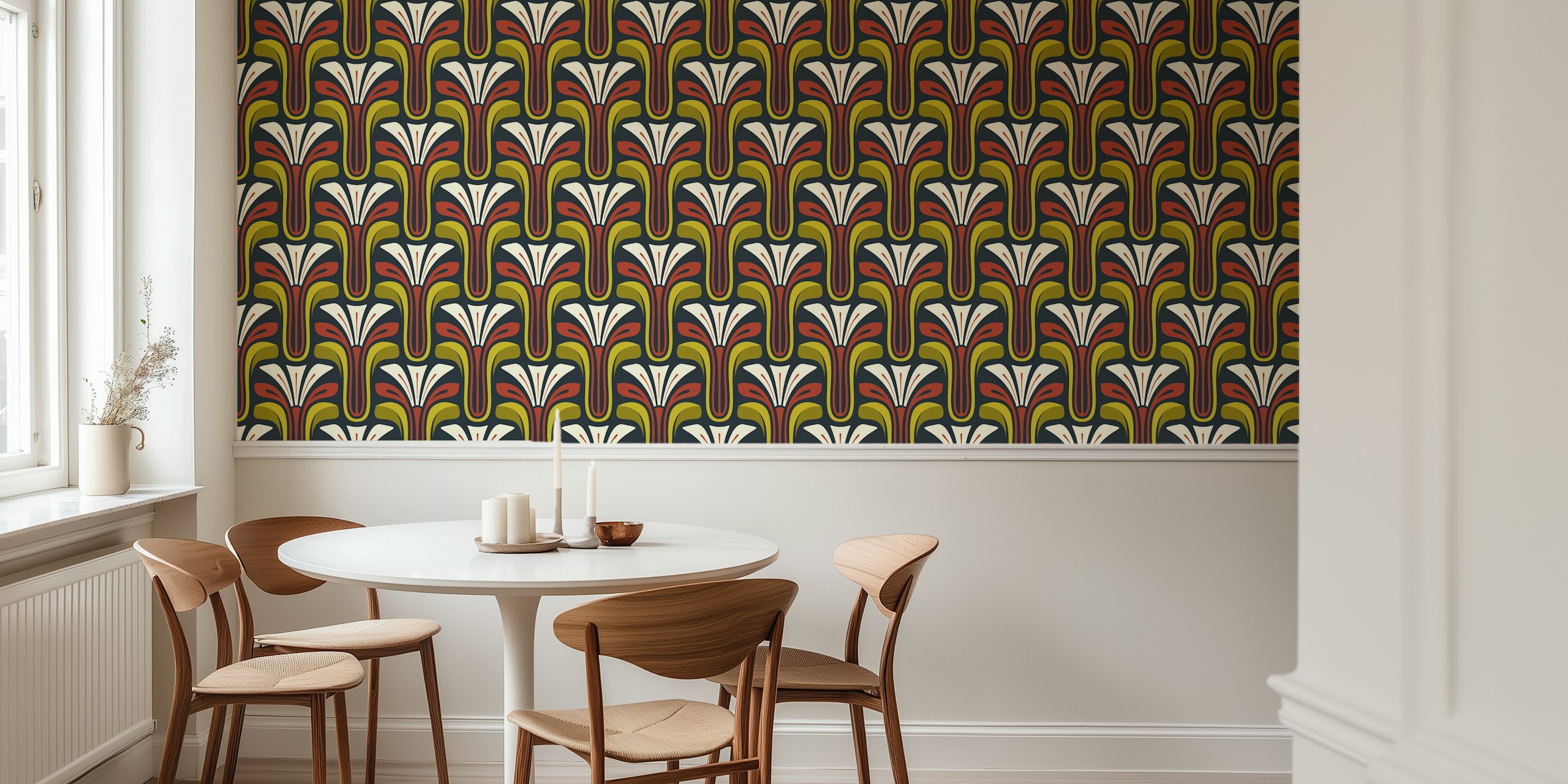 Stylish Vintage Bloom in Red Green - S in een kamersetting