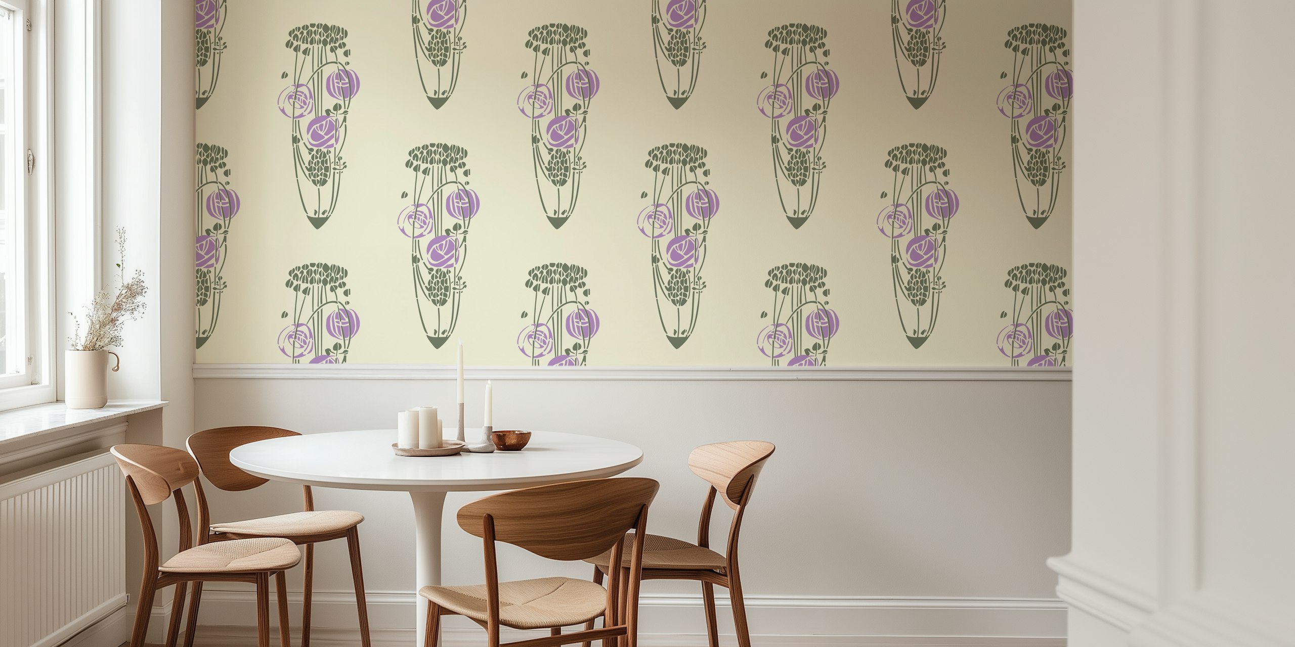 Art Nouveau Mackintosh Glasgow Roses papel pintado