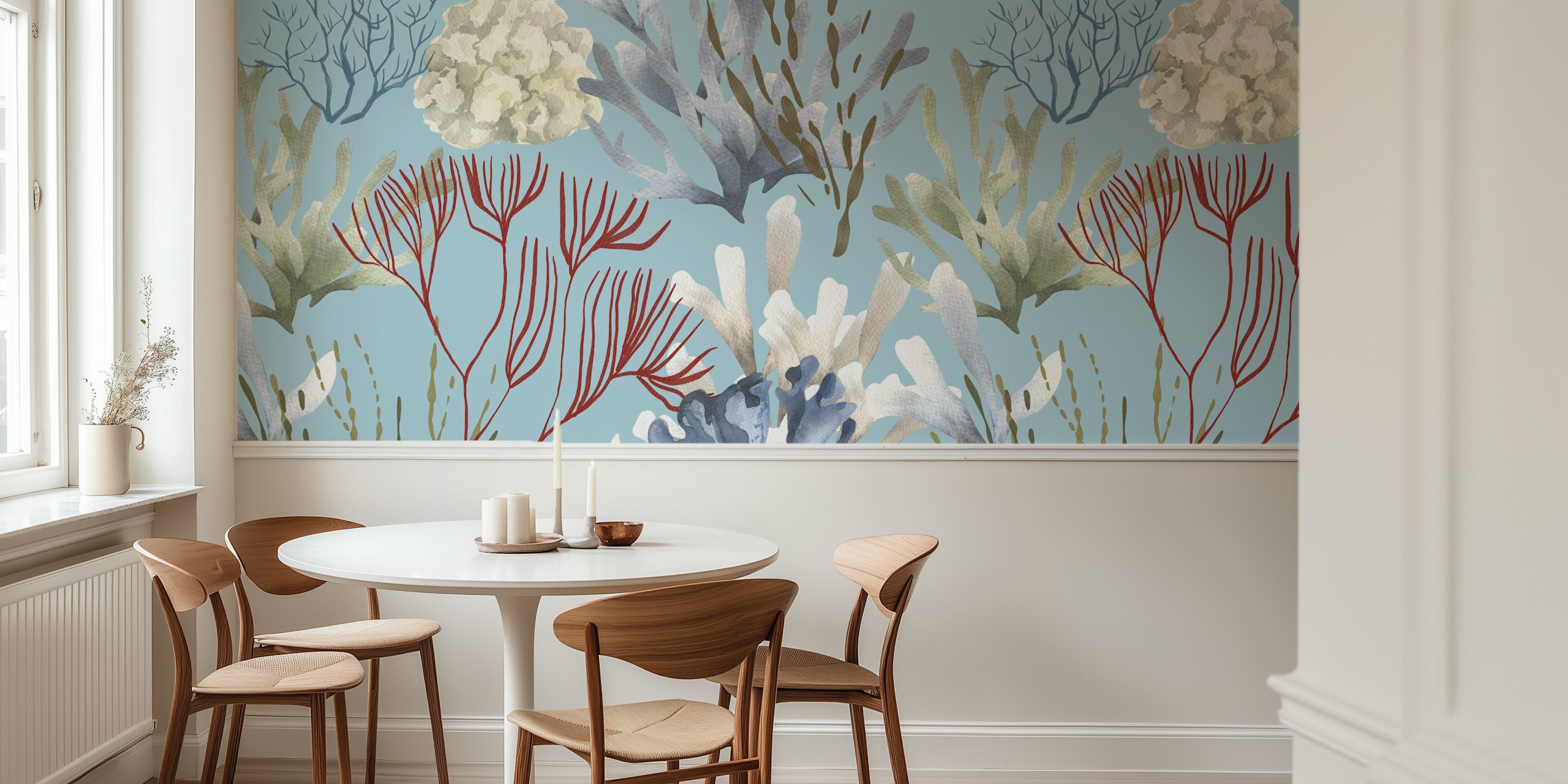 Vibrant Coral Reef Pattern em um quarto