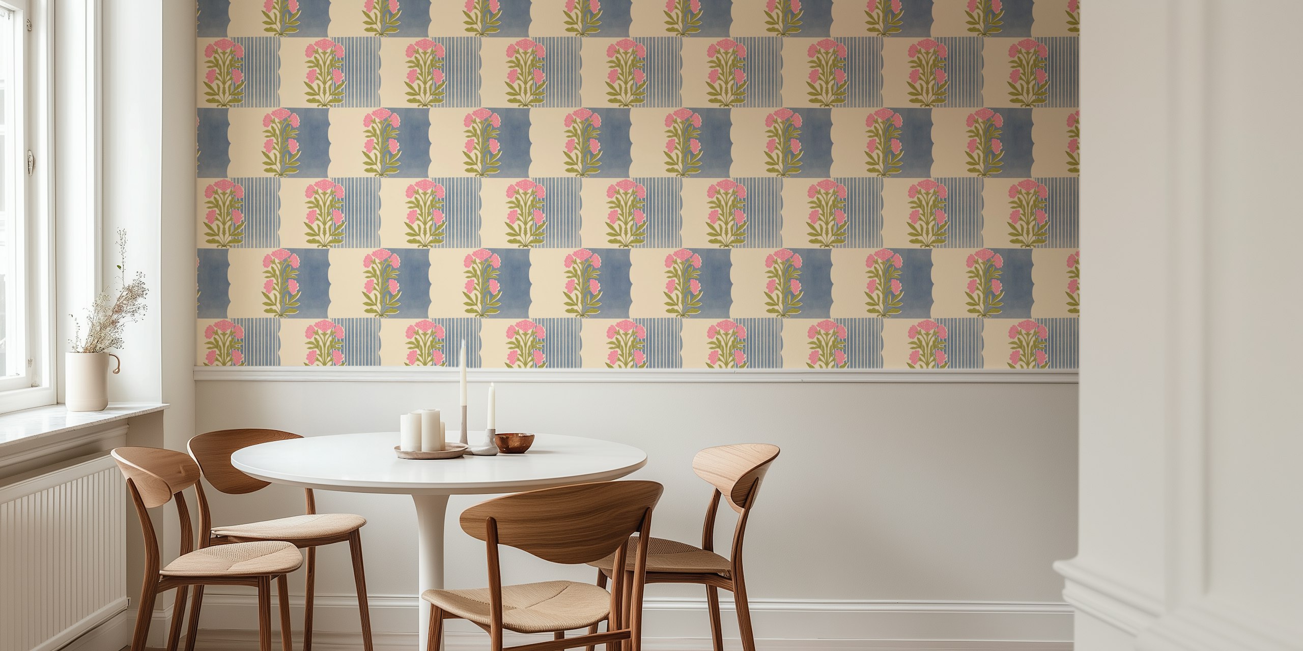 Classic Floral Fusion wallpaper in a room