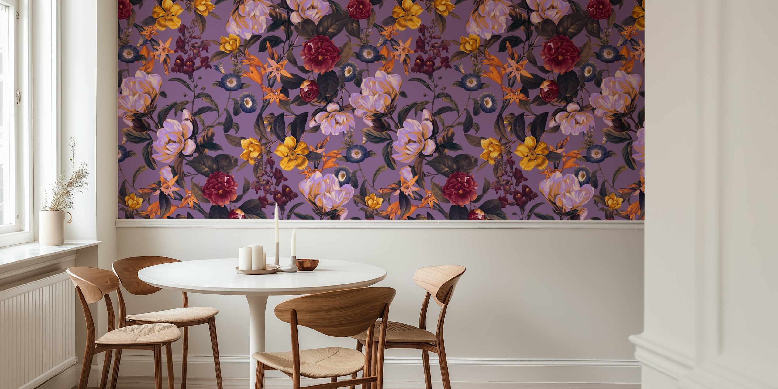 Floral Pattern II wallpaper displayed in a room