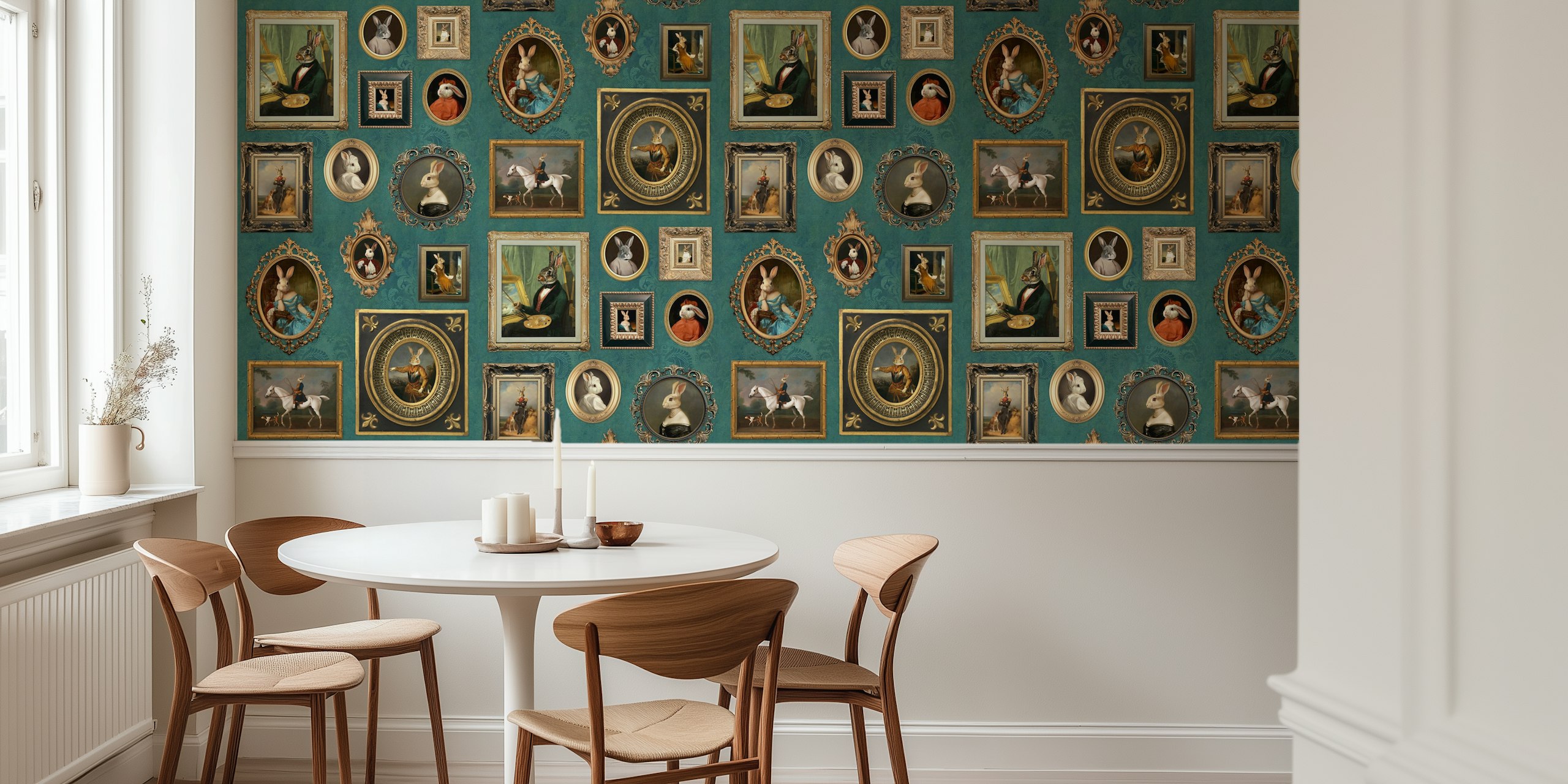 Noble Bunnies wallpaper displayed in a room