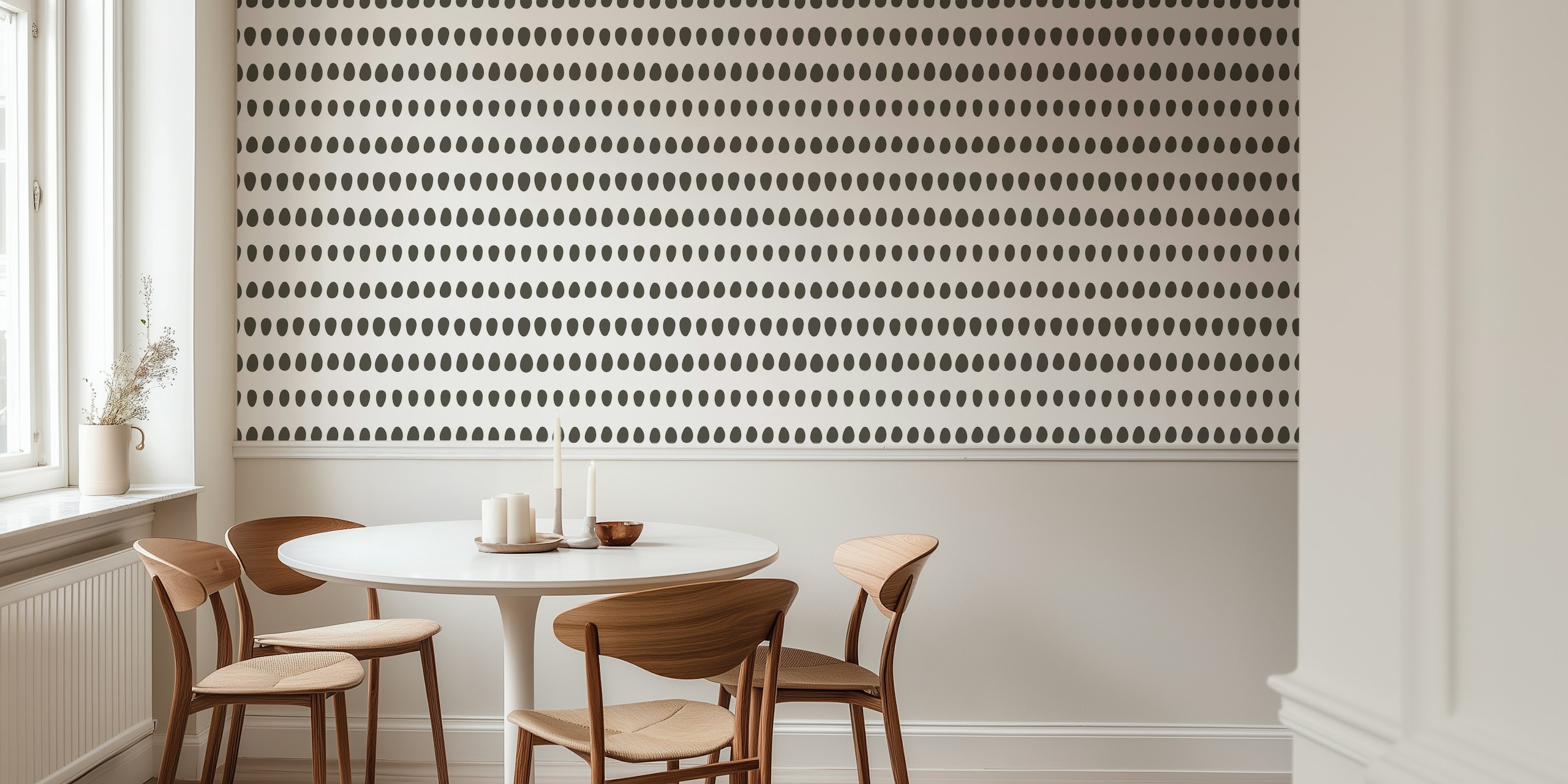 Návrh tapety Dotty Oval Stripes Charcoal Beige
