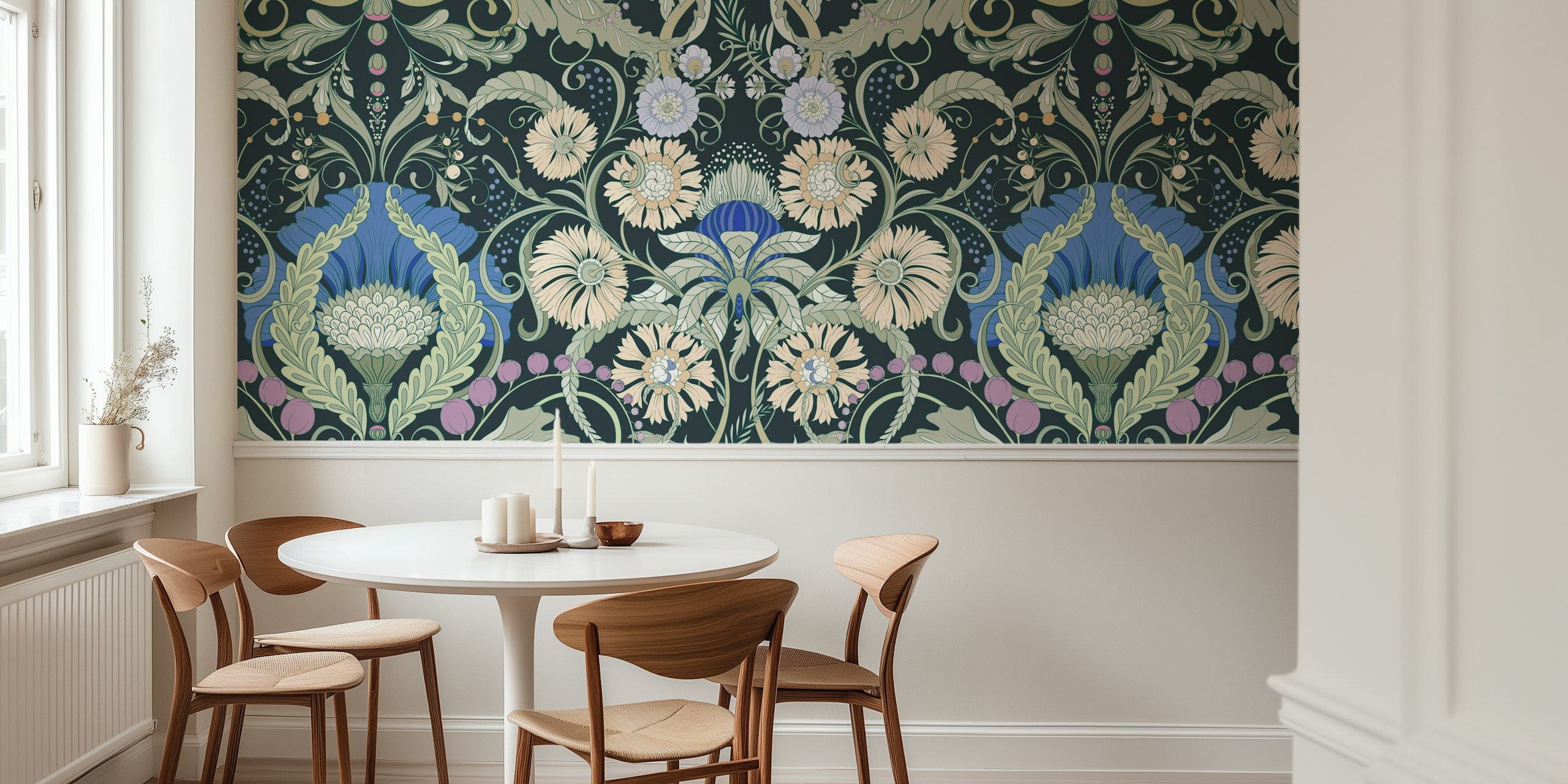 Papel pintado Retro Flower Aesthetic en una habitación