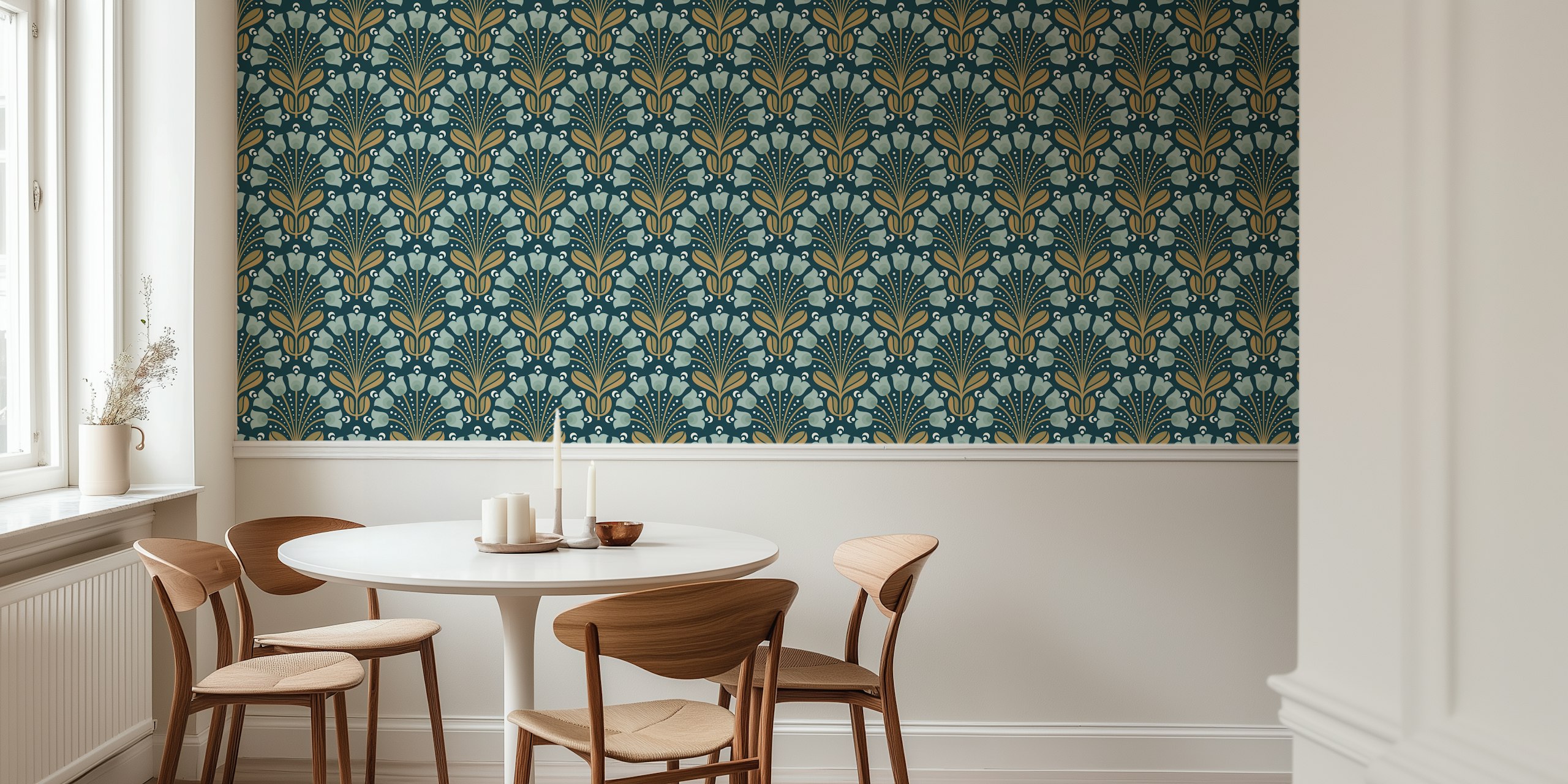 Vintage Floral Bloom wallpaper in a room