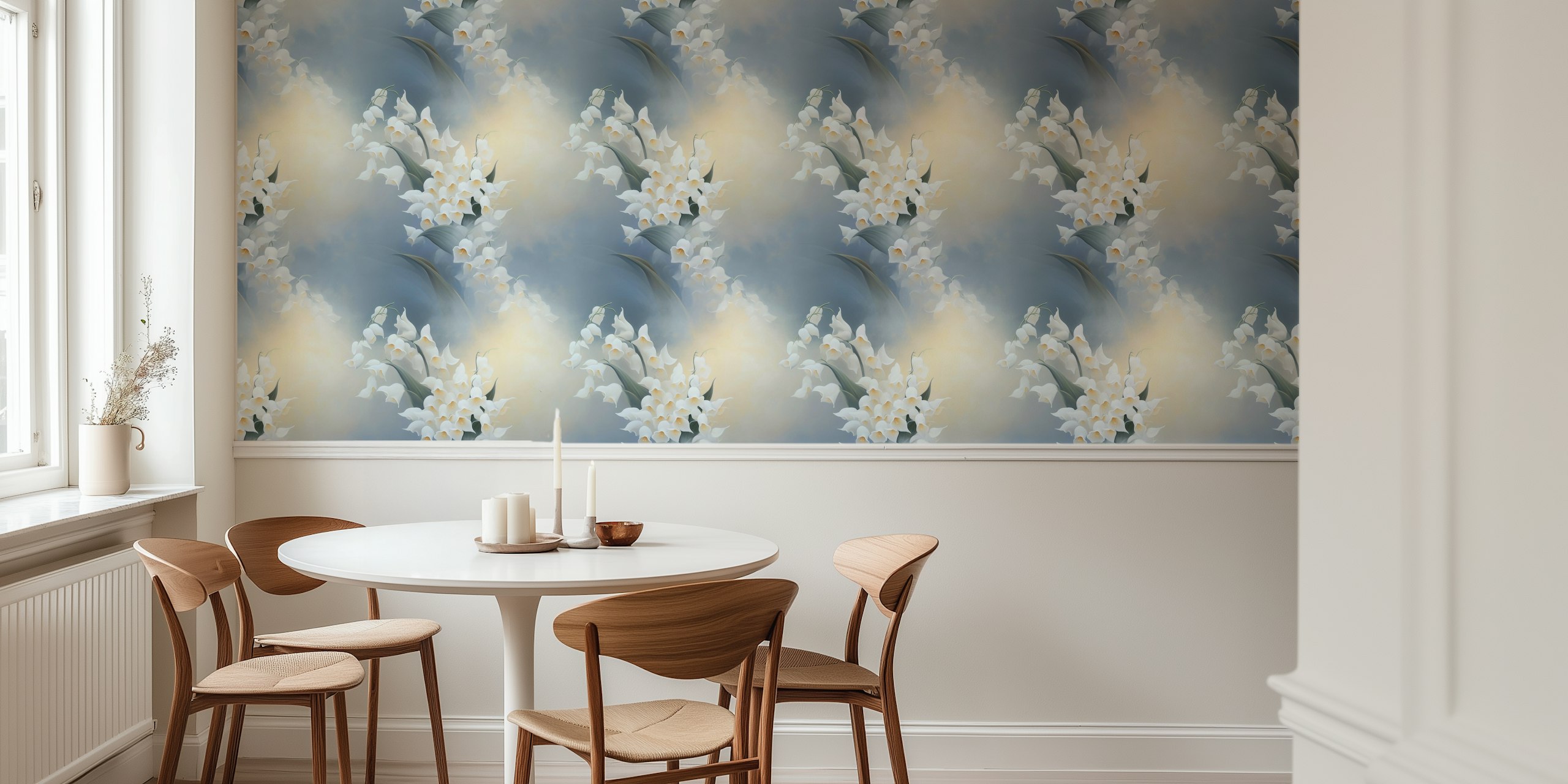 Tranquil Floral Aura tapet i en rumindstilling