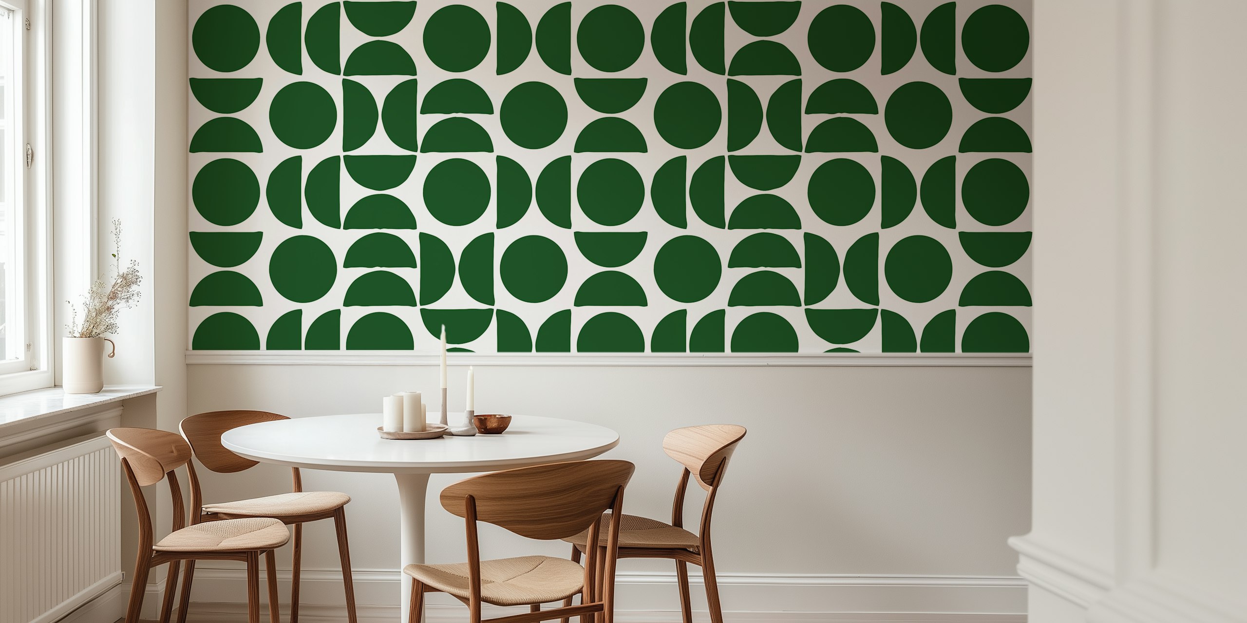 Trendy green circle shapes tapeta w pokoju