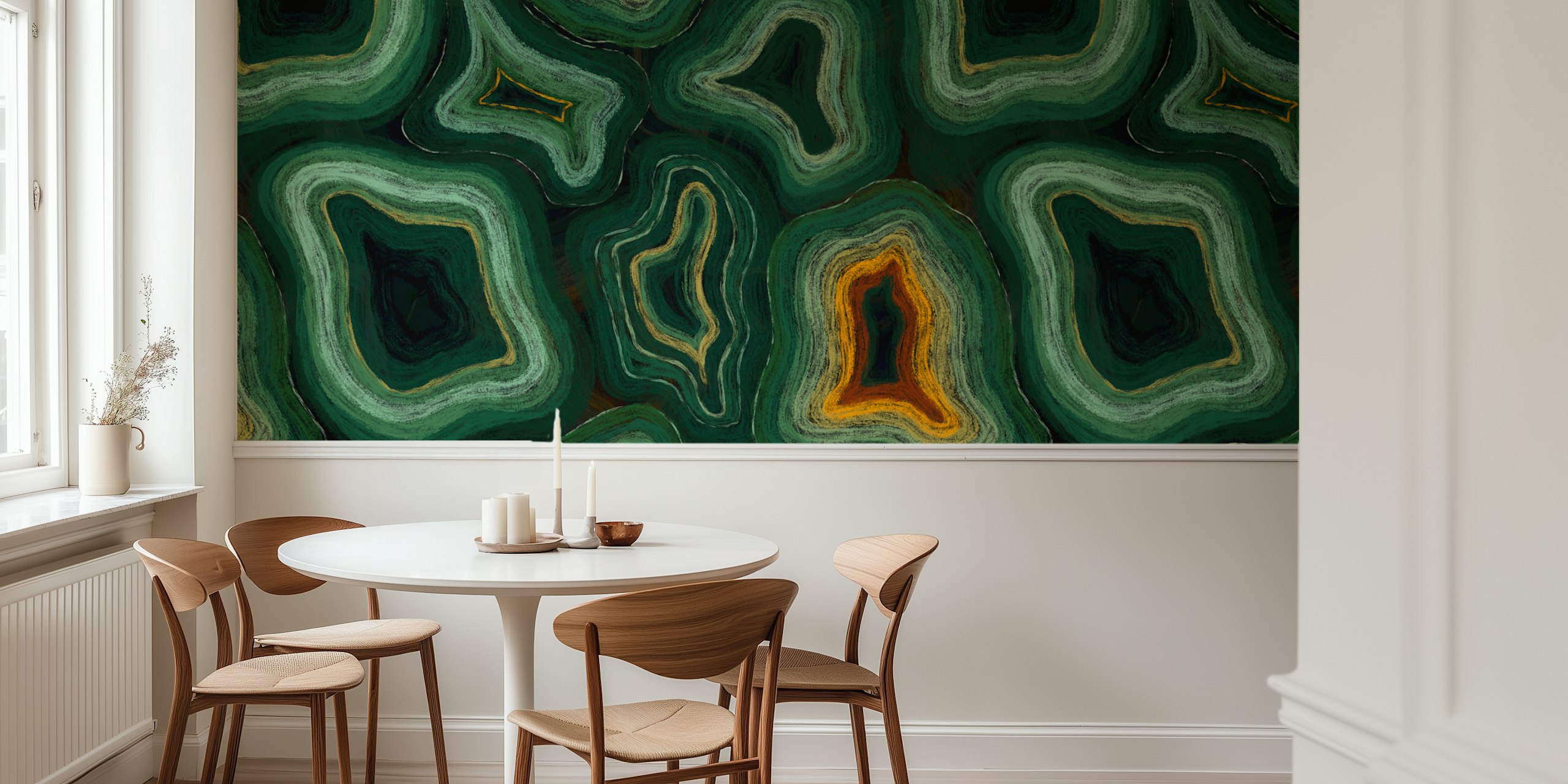 Emerald Geode Flow wallpaper in a room
