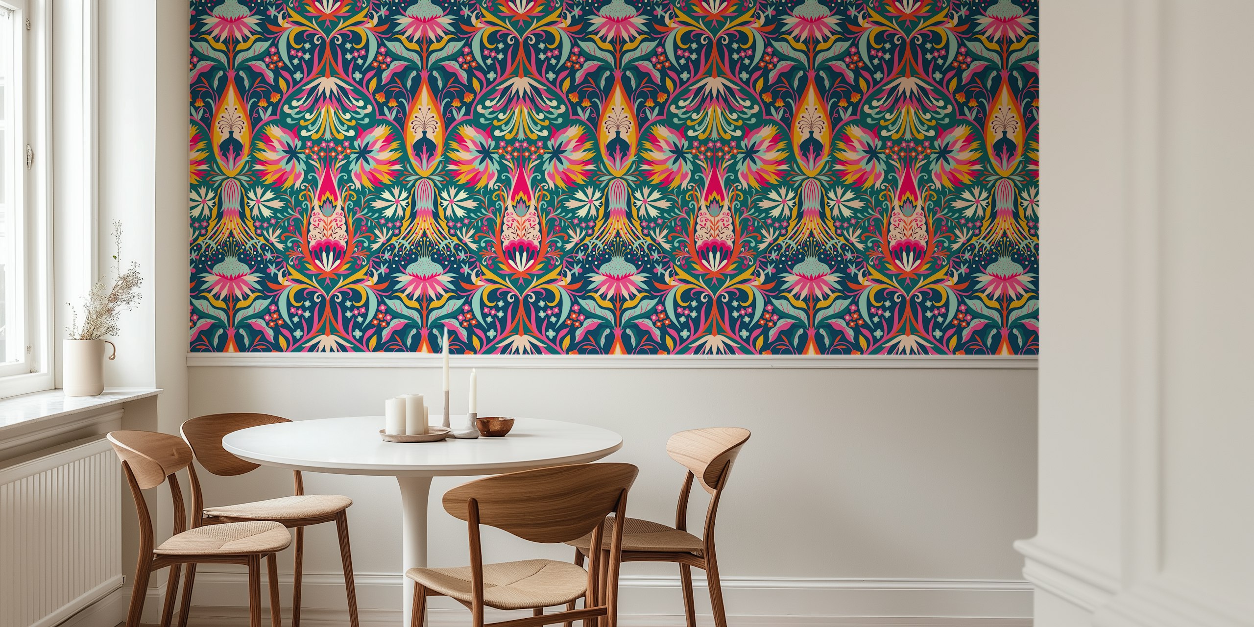 Colorful paisley floral pattern design wallpaper