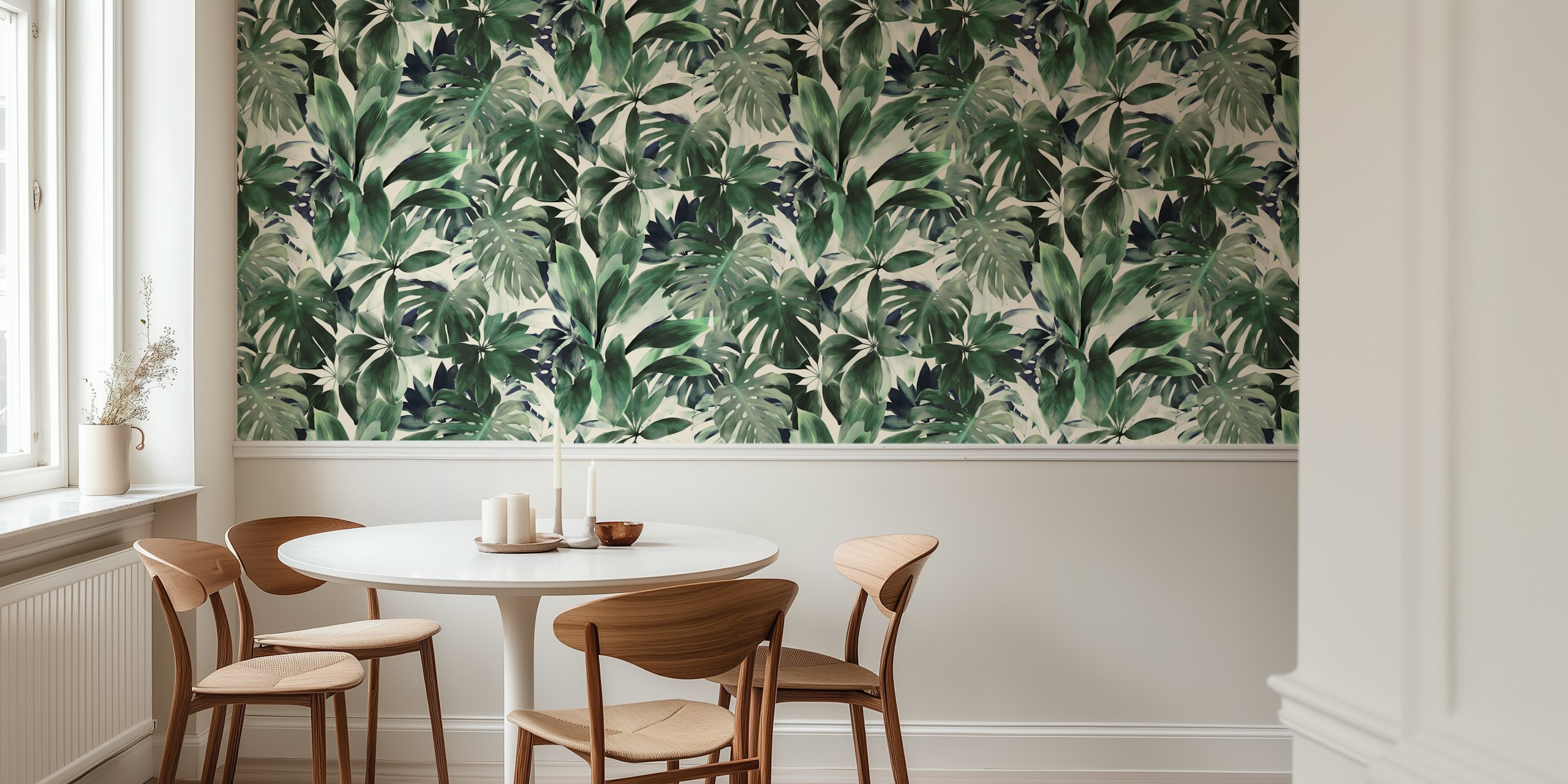 Tropical Jungle Leaves wallpaper in a room