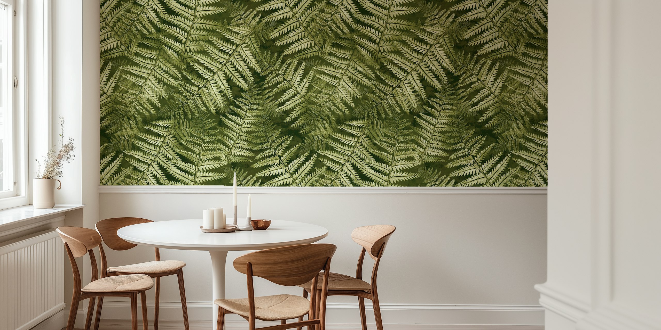 Fern leaves wallpaper in a room