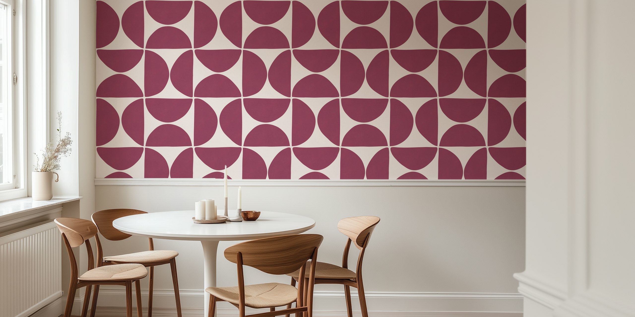 Retro Scandi geometric wallpaper in a room