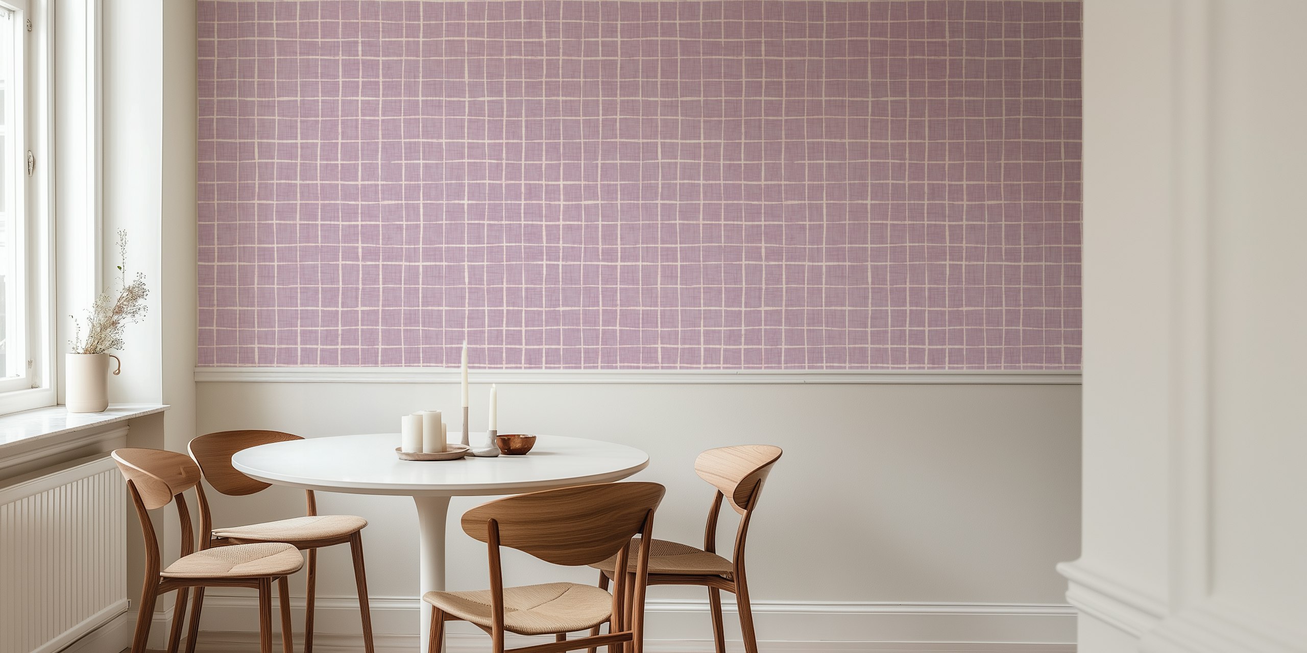 Lilac Grid Classic wallpaper in a room