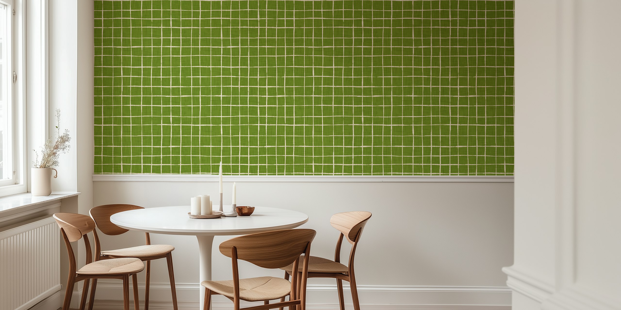 Organic Check Design green papier peint dans une pièce