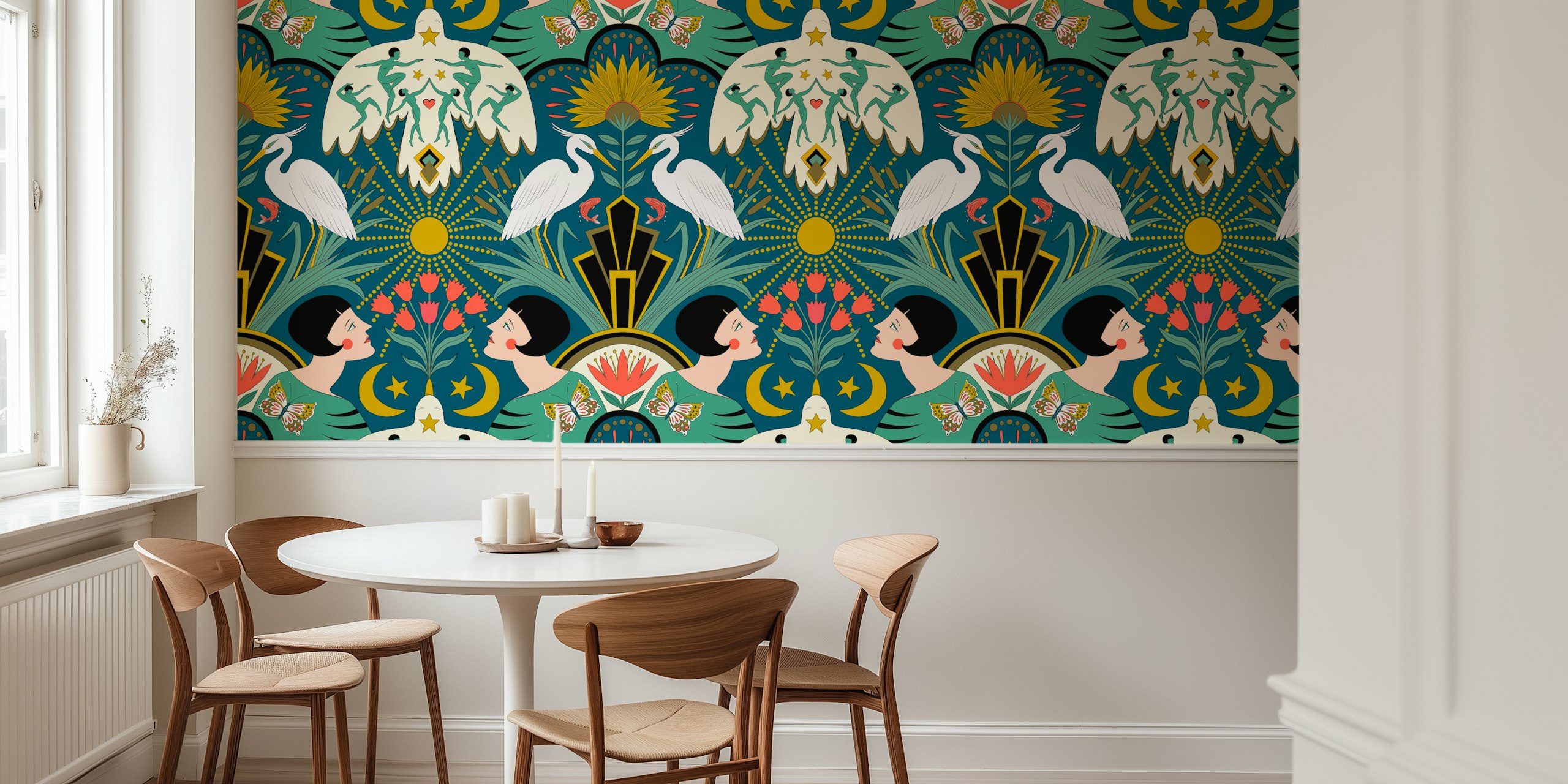 Tapeta Art Deco Dreams w urządzonym pokoju