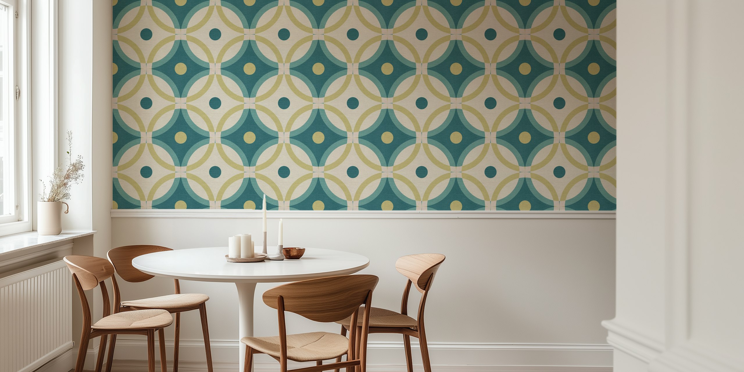 Bold Mid-Century Modern wallpaper in a room