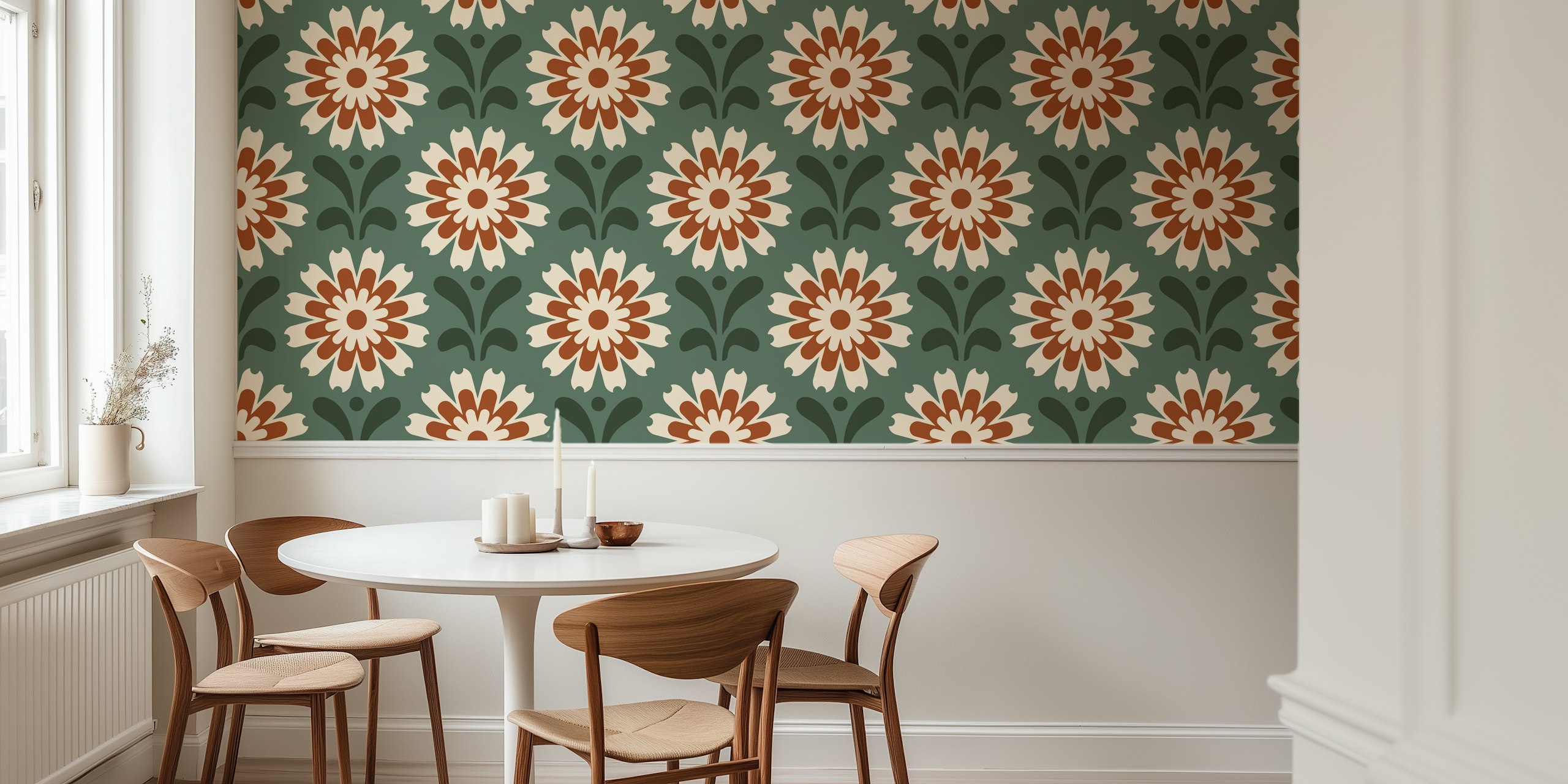 Rustic Daisy Harmony wallpaper en un ambiente de habitación