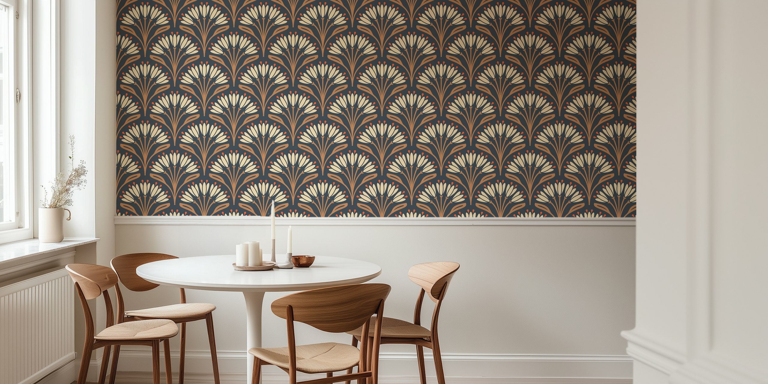 Art Nouveau Floral Touch in Brown dizajn tapete