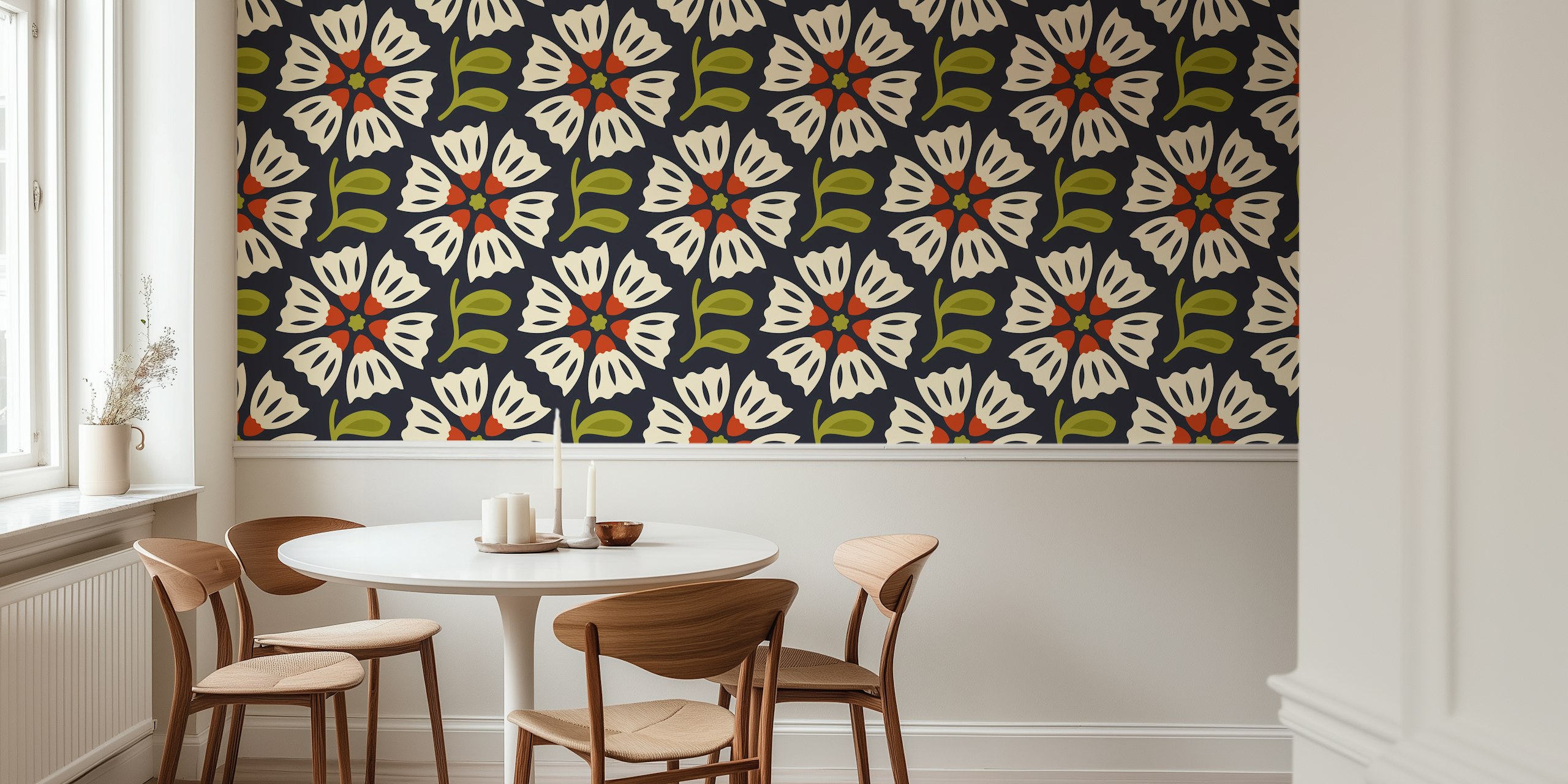 Retro Blossom Delight wallpaper in a room