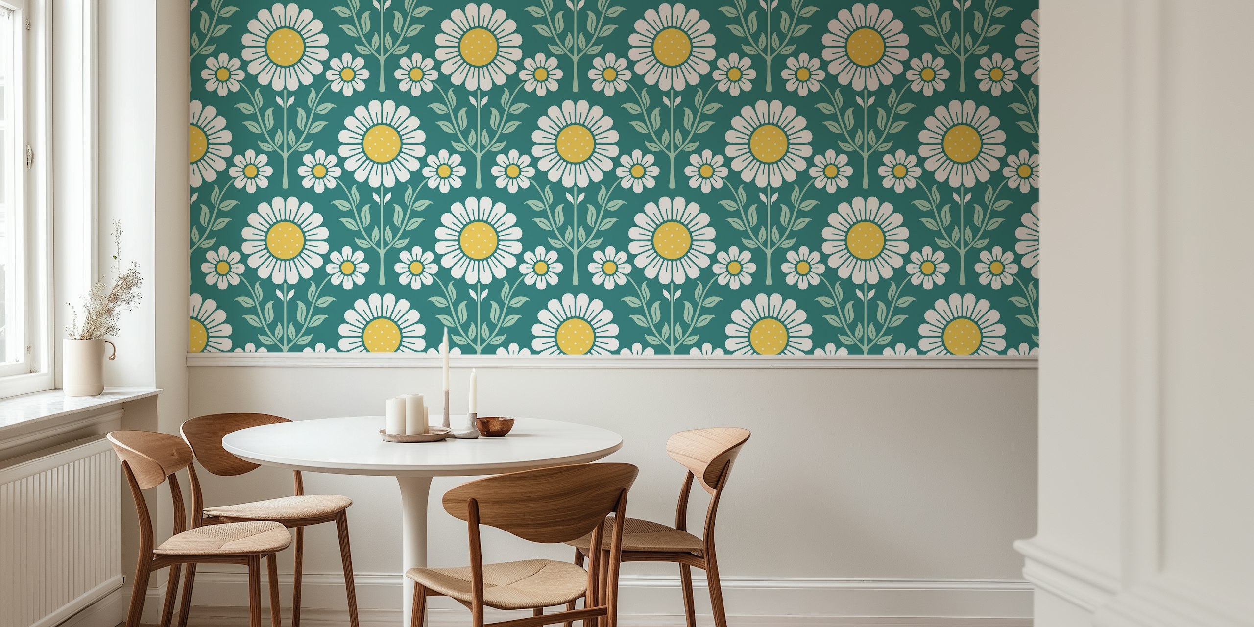 Daisy Garden wallpaper with white flowers