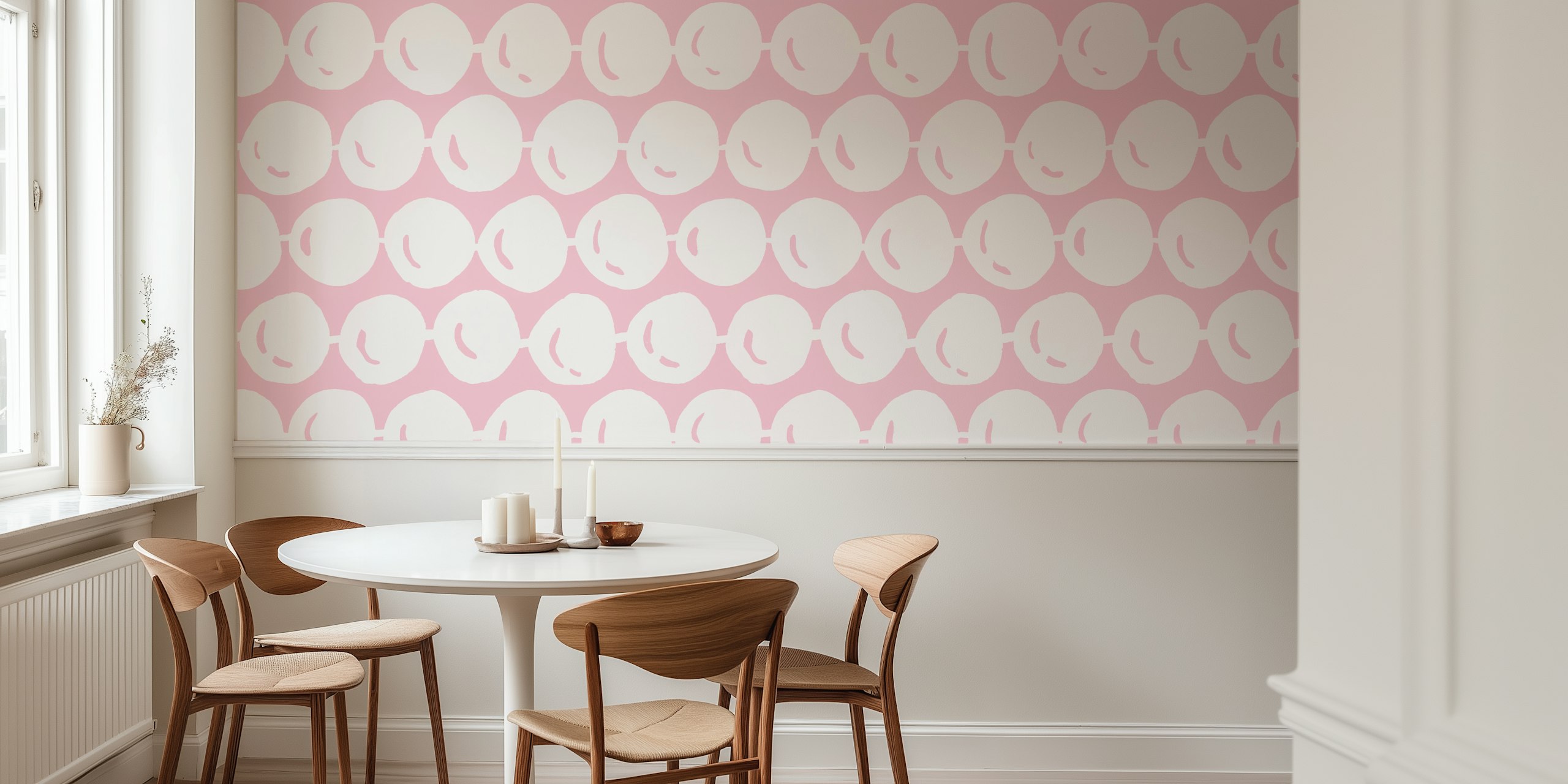 Papel de parede rosa com Shiny Pearls ou Bubble Circles