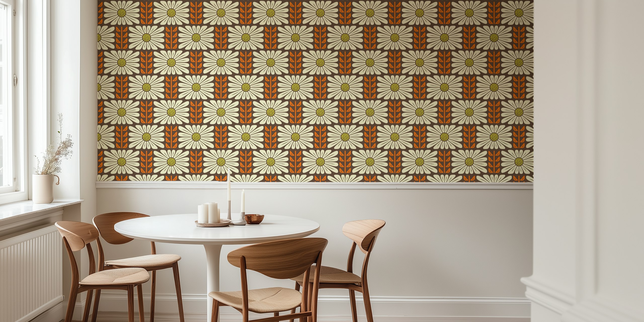 Retro Chic Flowers in Orange tapet