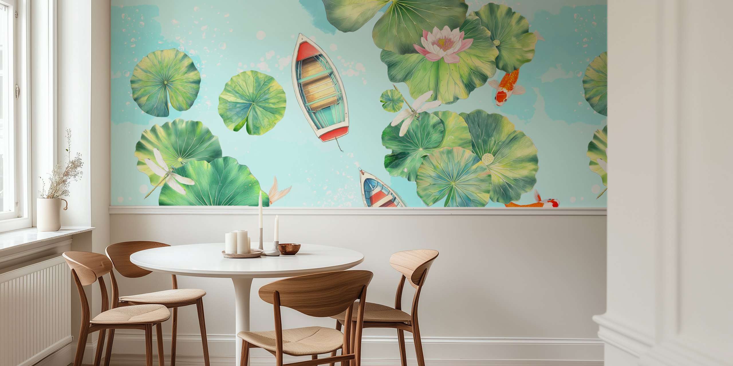 Ryoko wallpaper with water motifs in a room
