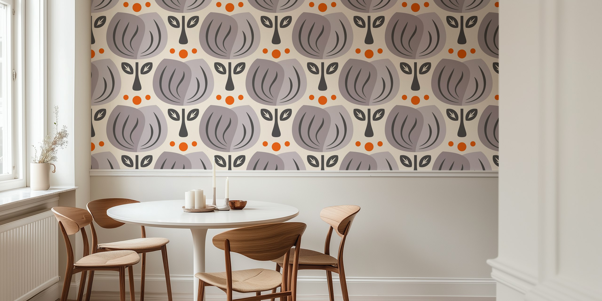 Retro tulip wallpaper design in a room