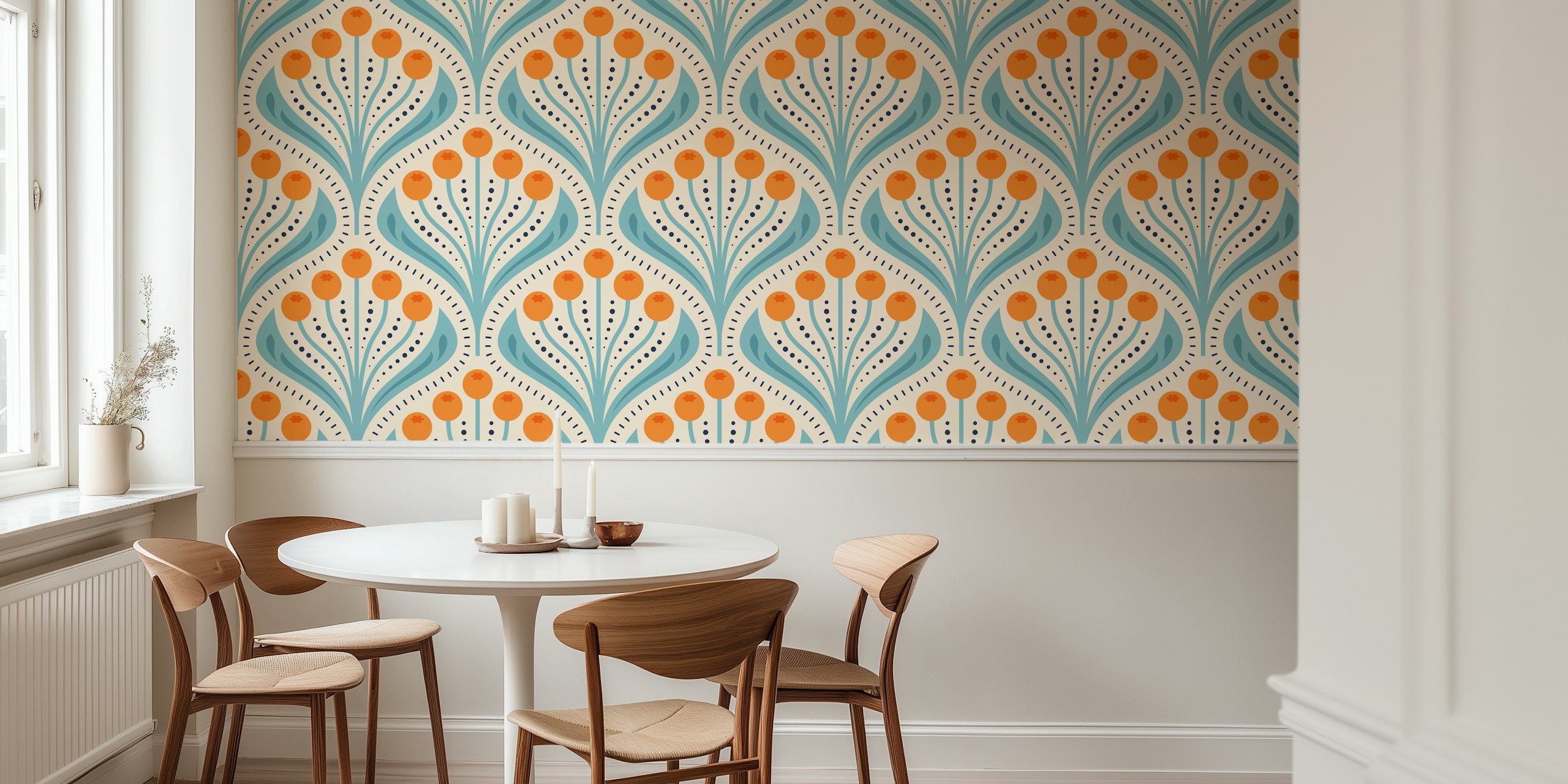 Vintage Berry Delight wallpaper in een kamersetting