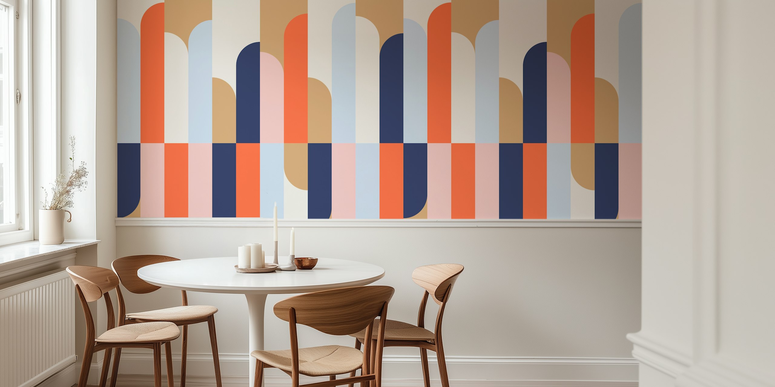 Midcentury Arch Boards Repeat Pattern w pokoju