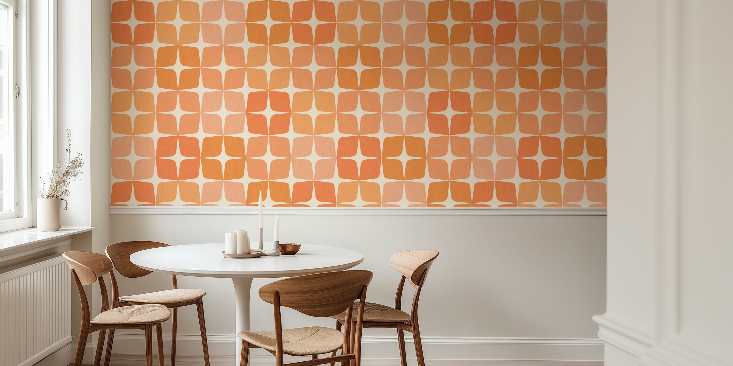 Mid-Mod Star block print wallpaper in a room