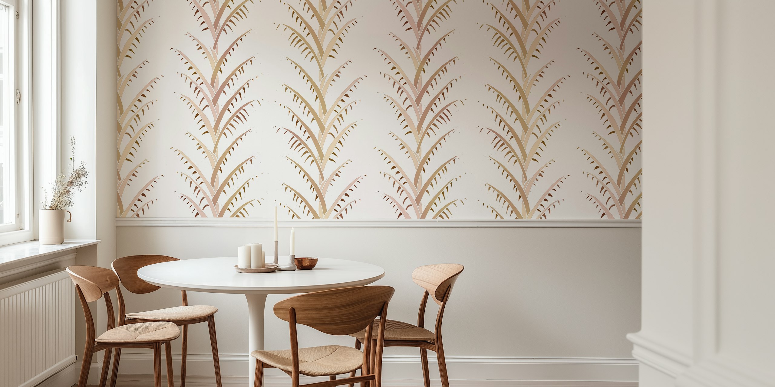 Simple Pearl Palm Leaves tapet i et rum