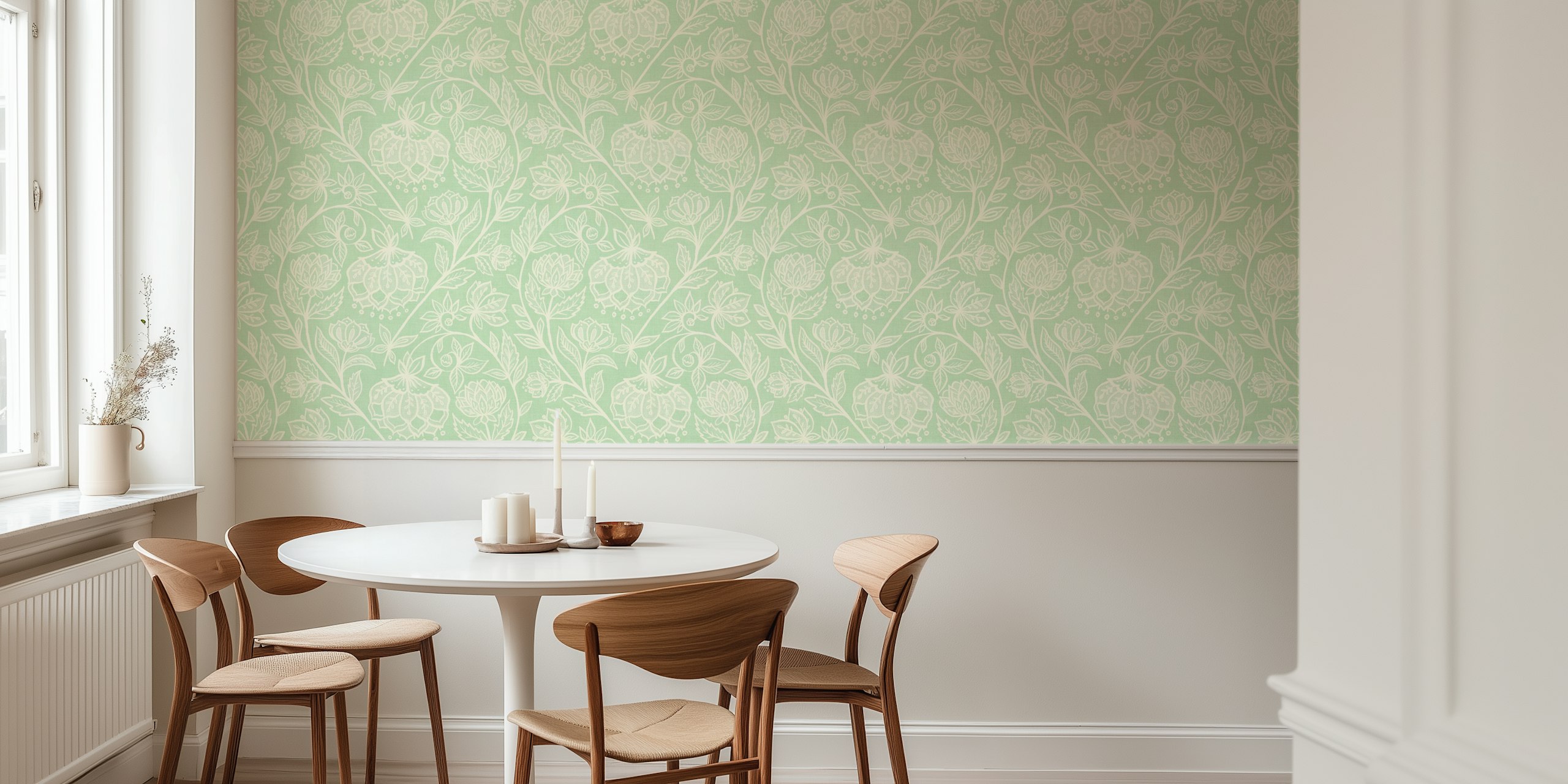 Cool Calm Chalk Chintz wallpaper in a room