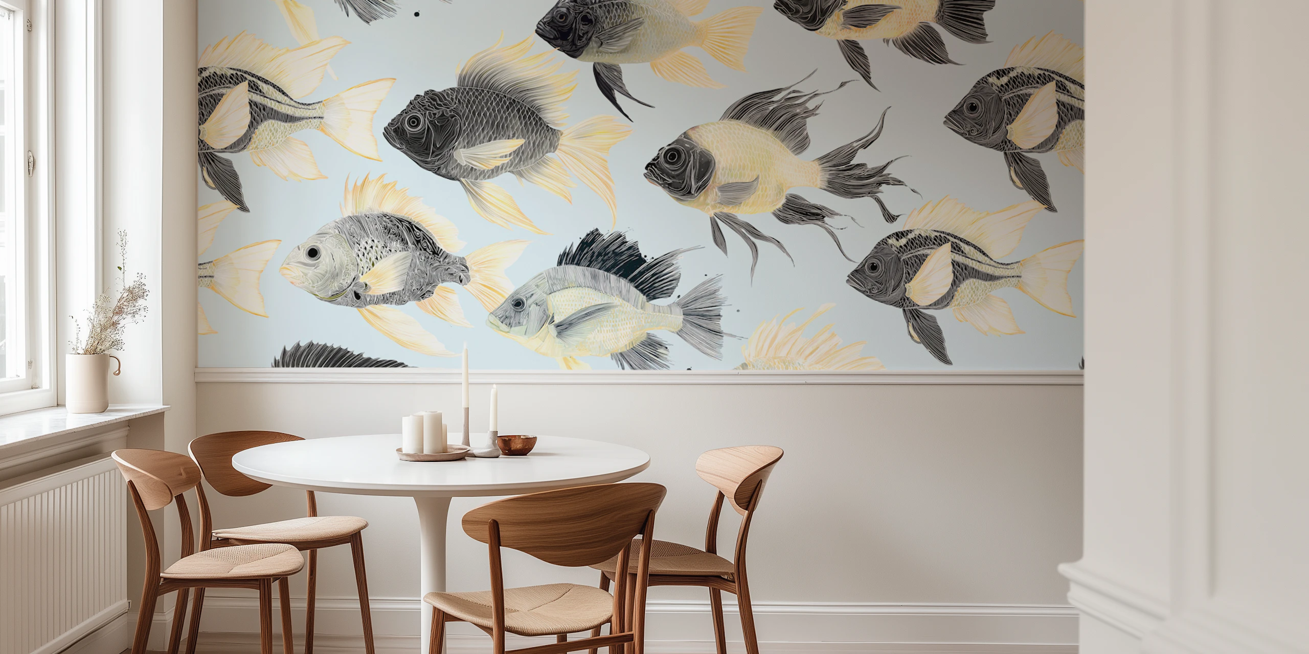 Fish Pattern Wallpaper for Nautical Decor