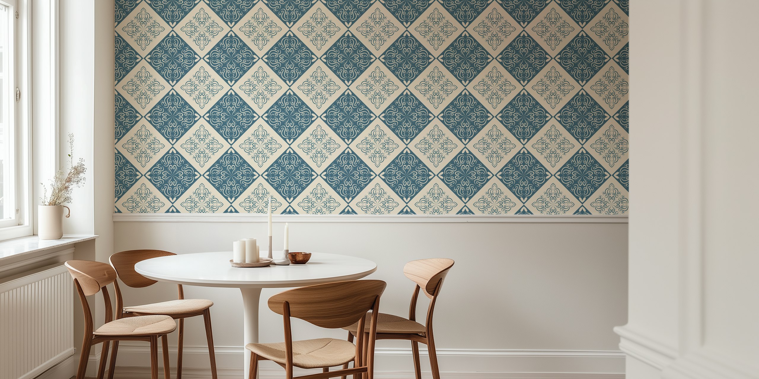 Artisan Blue Flourish tapet i et rom