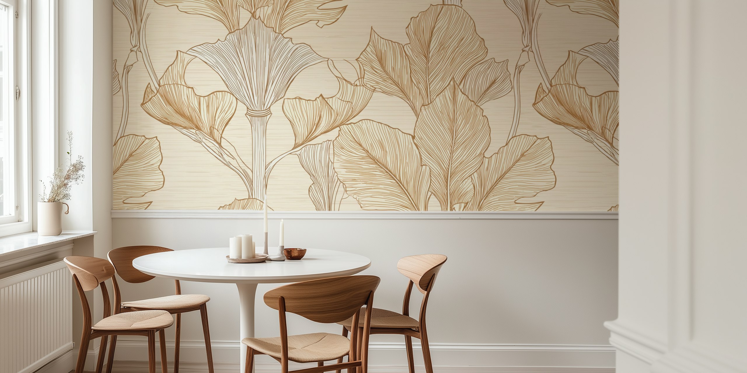 Vintage Leaf Elegance tapeta u sobi