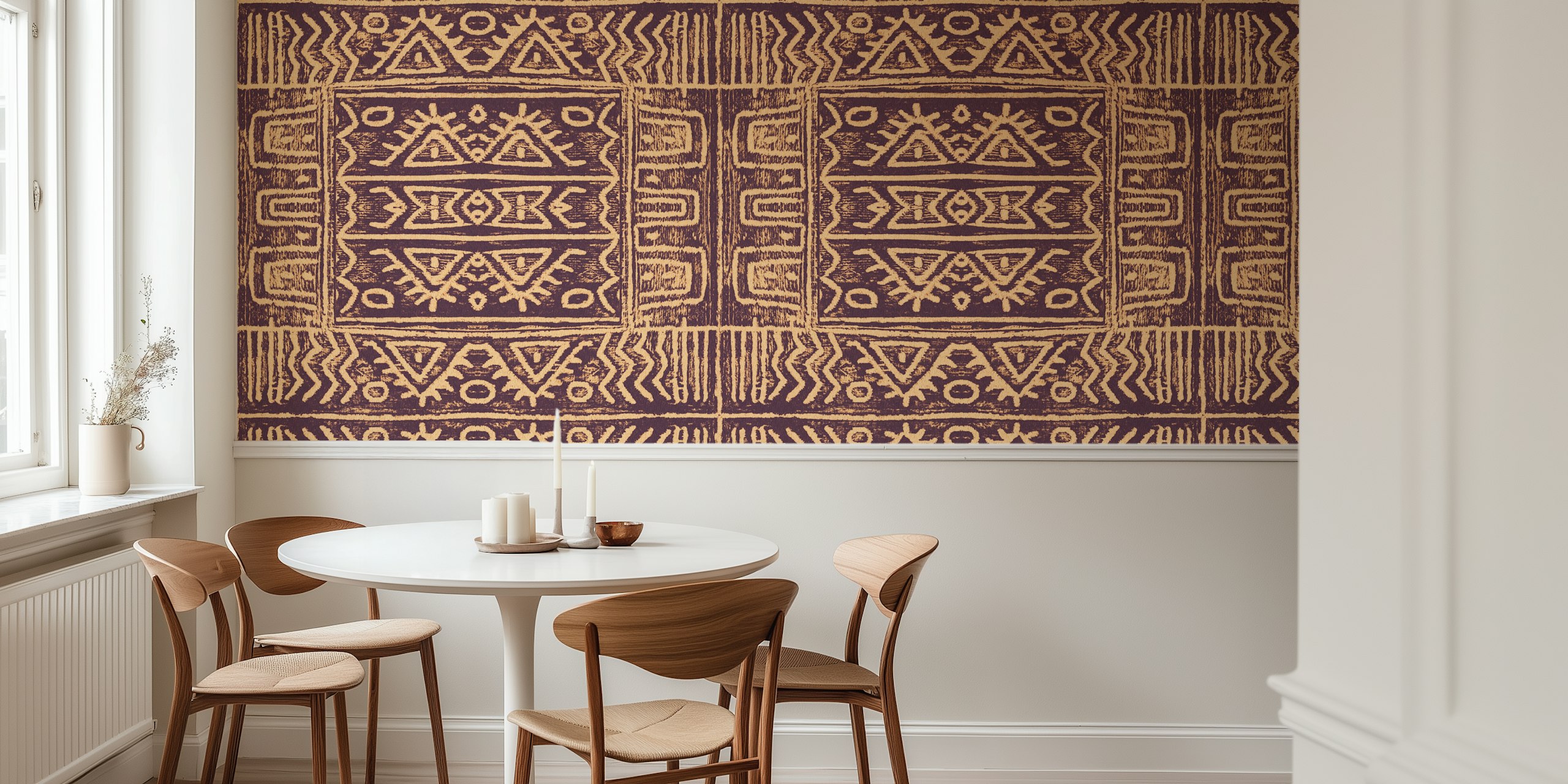 Mudcloth Brown Cream tapet i ett rum