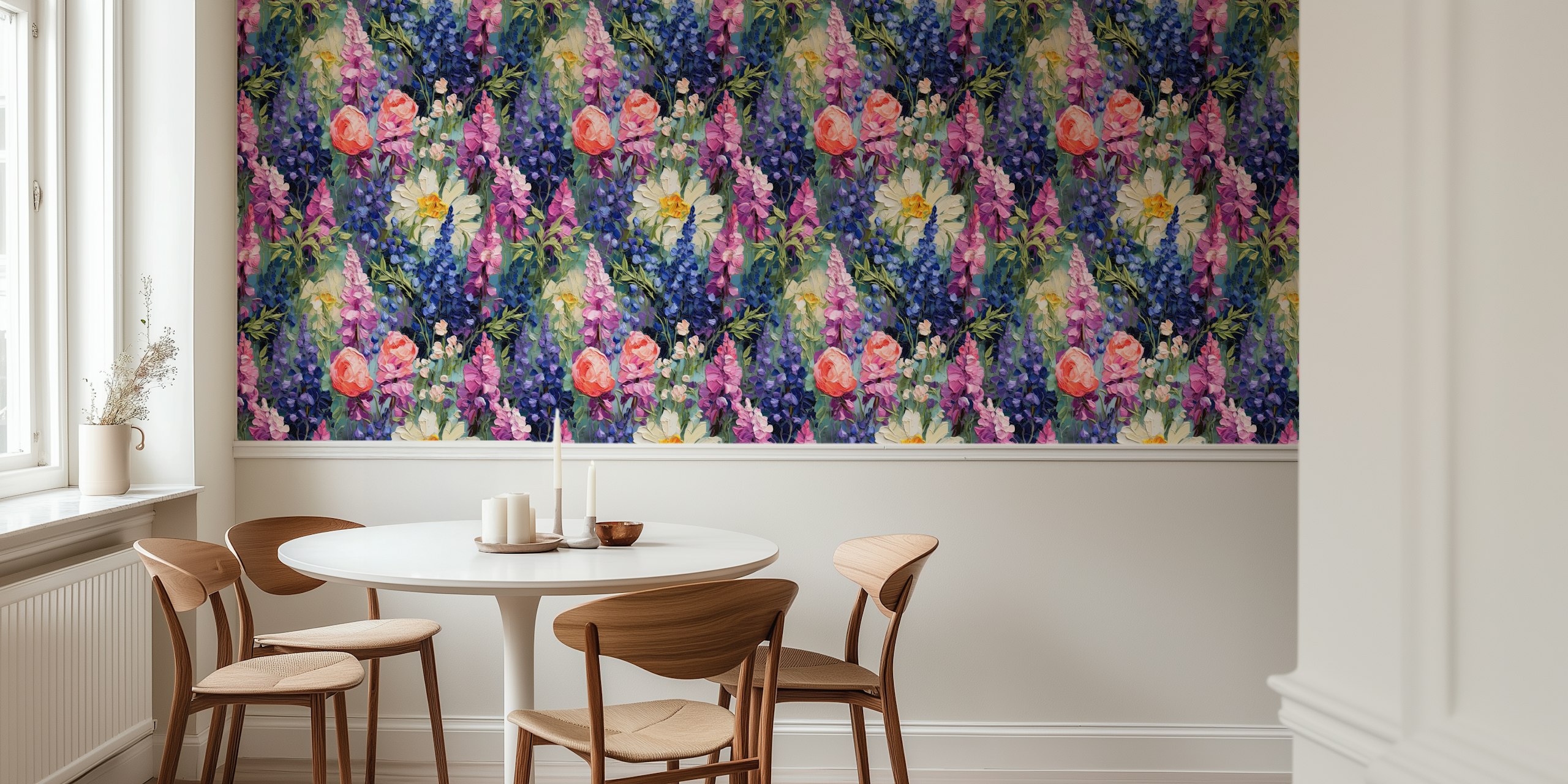 Papel pintado colorido en una habitación