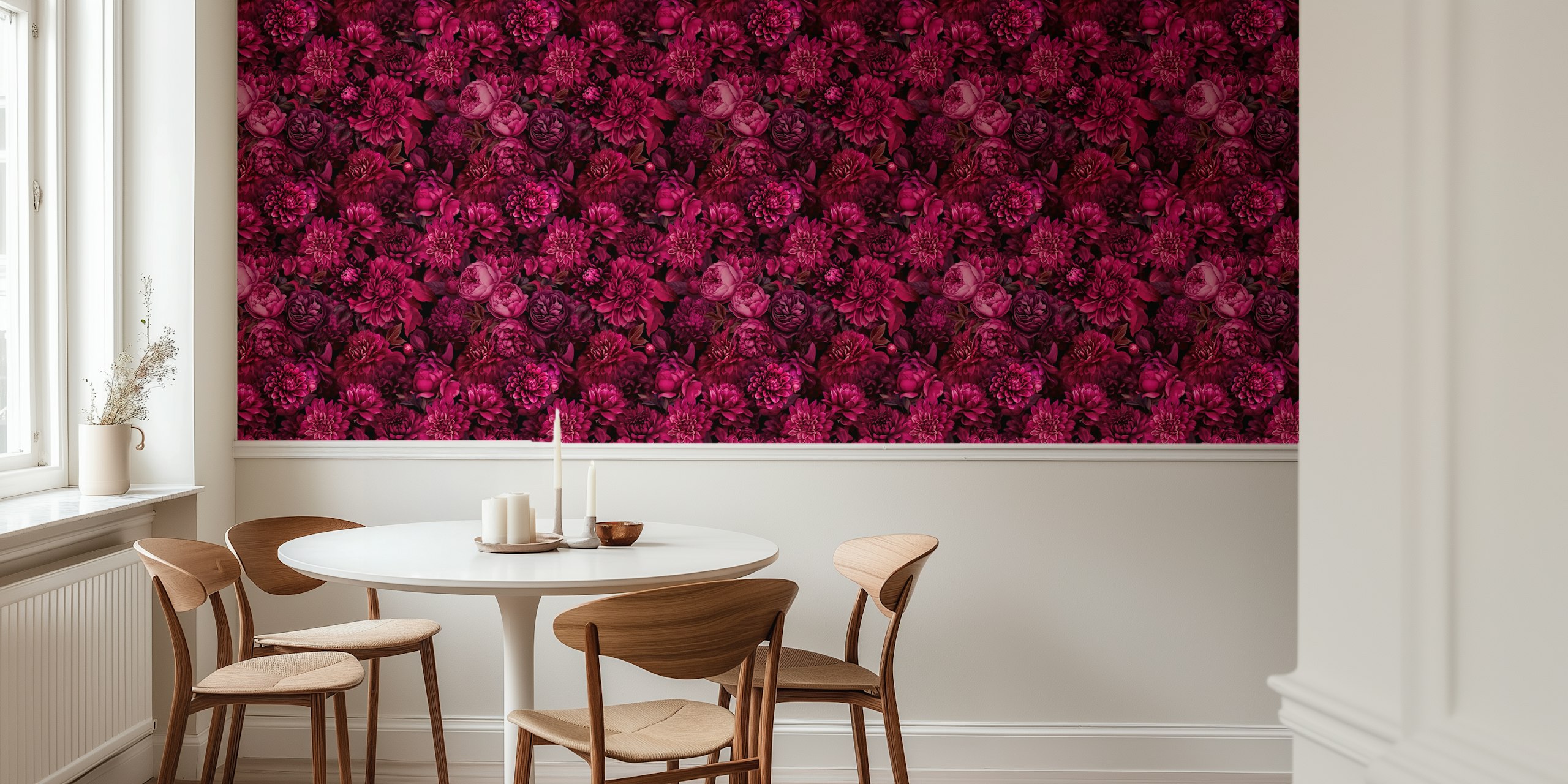 Moody Velvet Burgundy Pink Flower Pattern u sobi