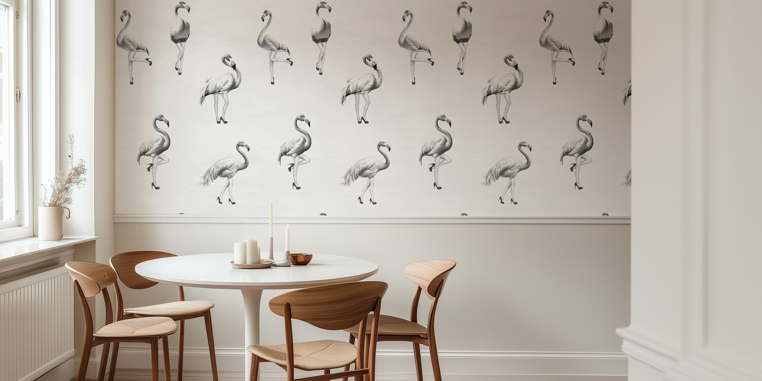 Flamingo Girls tapet i et stilfuld rum