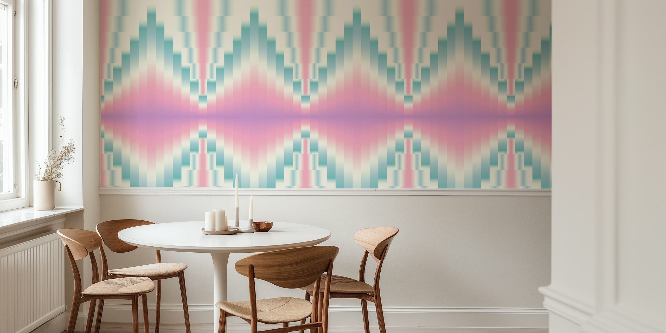 Abstract lilac and aqua geometric clouds wallpaper