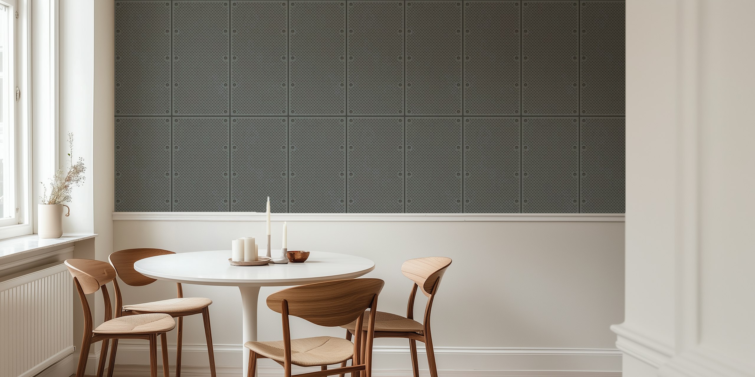 Industrial textured black wallpaper with raised pattern