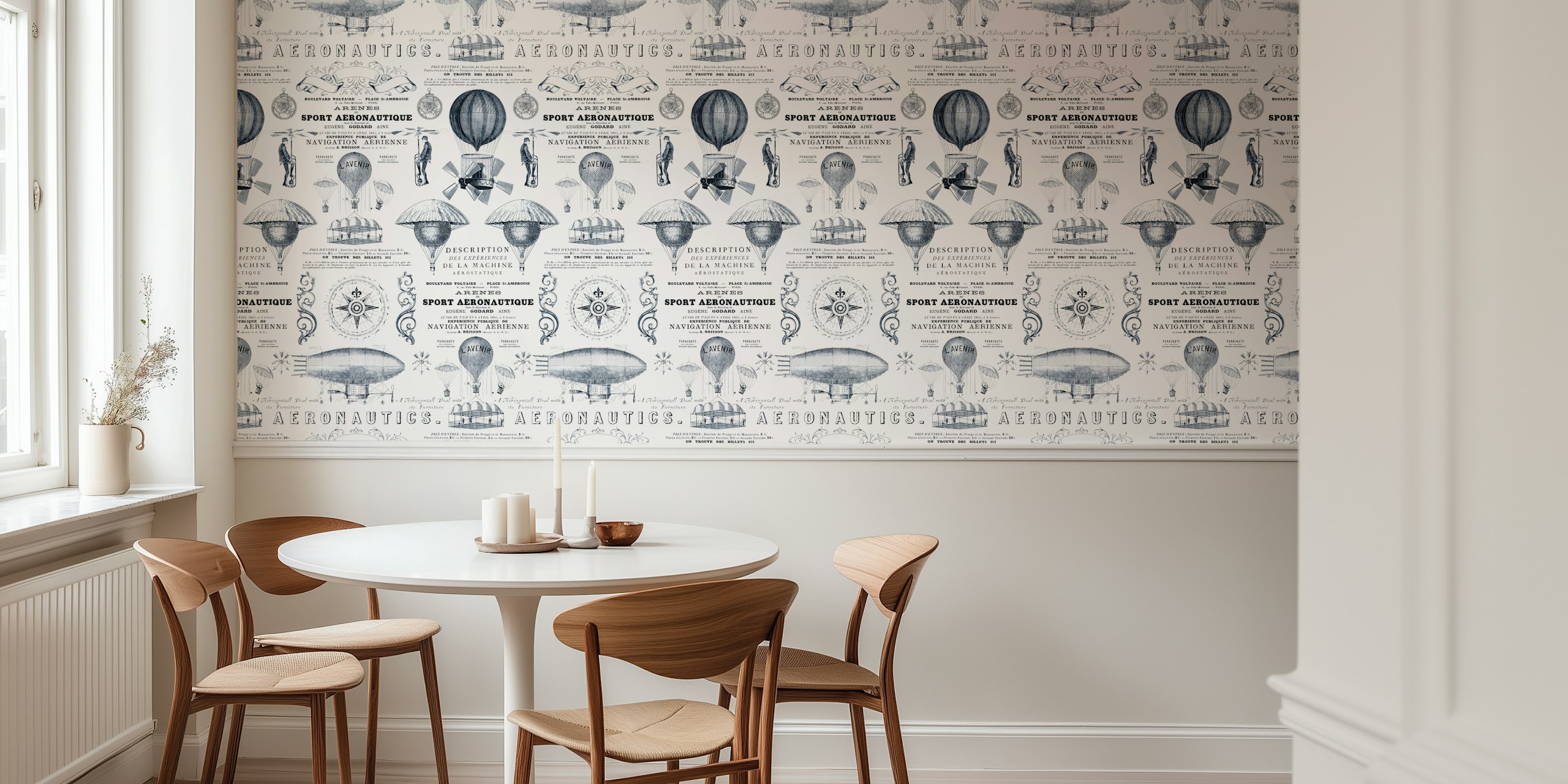 Vintage behang met hot air balloons design