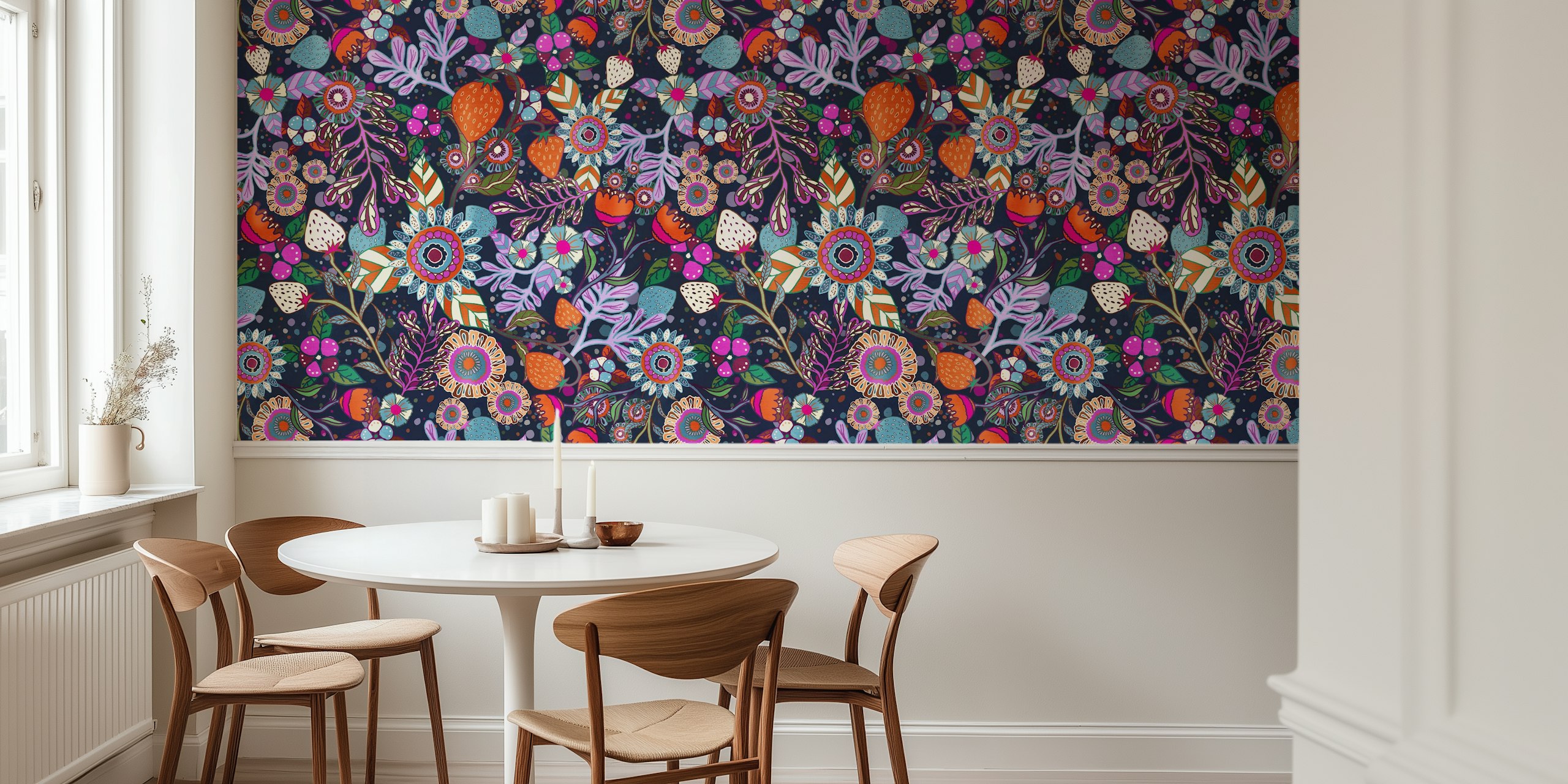 Papel pintado Strawberries Garden en una habitación
