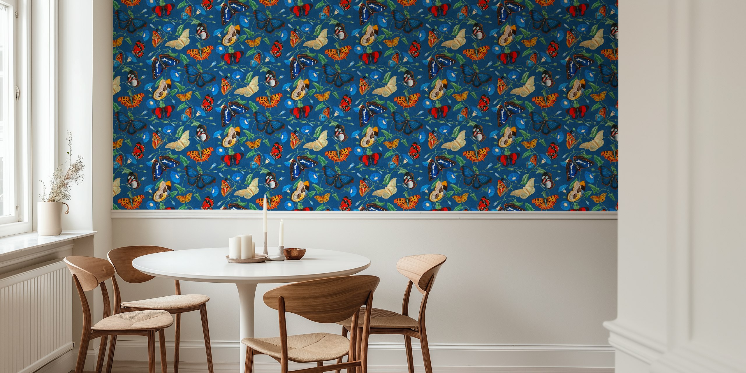 Papillonia - Morning Glory With Butterflies In Cobalt Small In Een Kamer