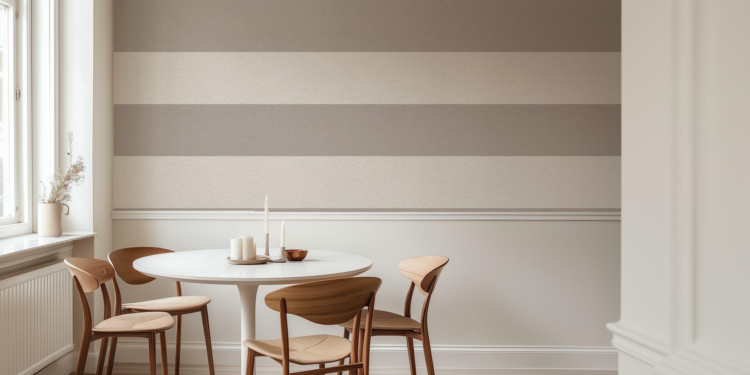 Beige Bold Stripes Tapeta U Sobi